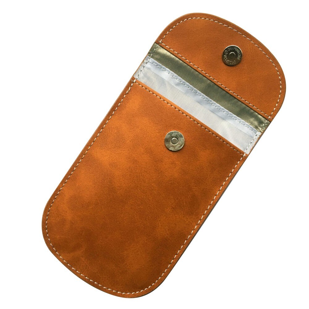 Funda para llaves de coche en cuero con protección RFID, marrón