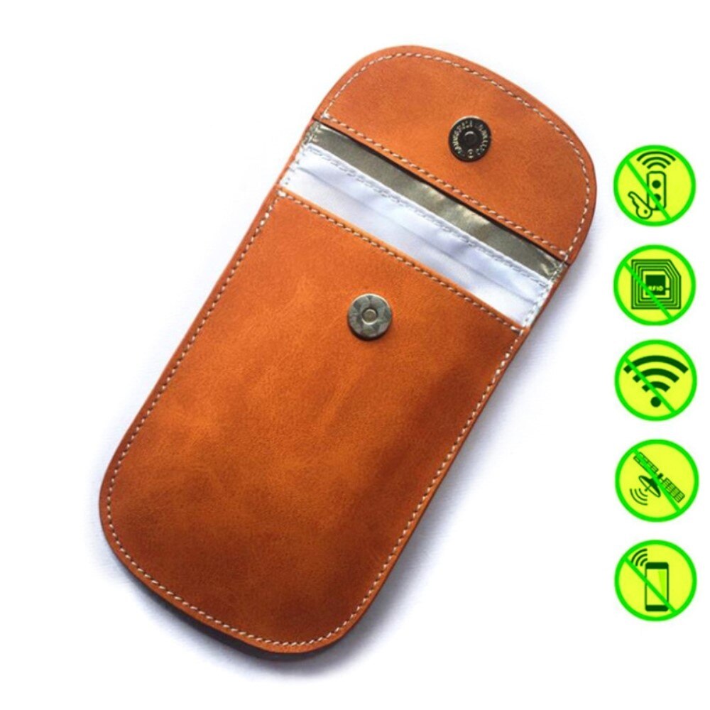 Funda para llaves de coche en cuero con protección RFID, marrón