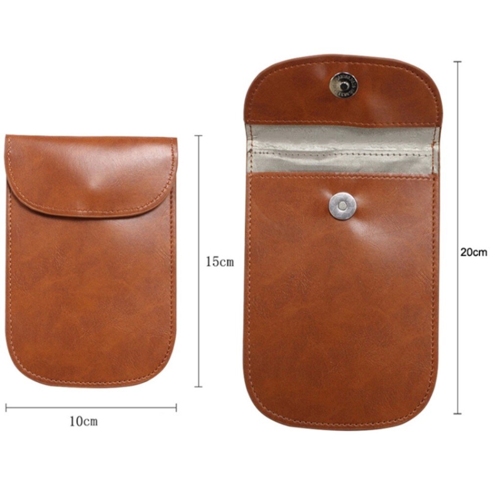 Funda para llaves de coche en cuero con protección RFID, marrón