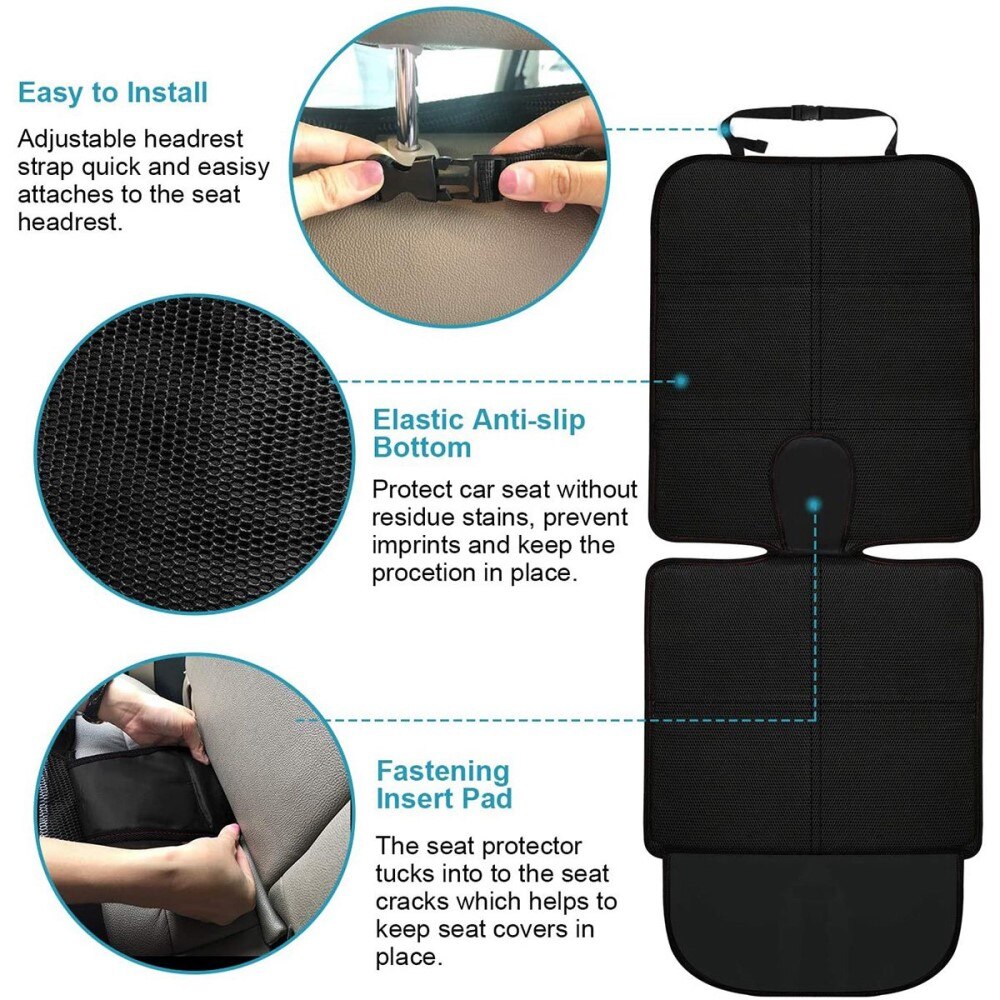 Protección de asiento de coche para niños, negro