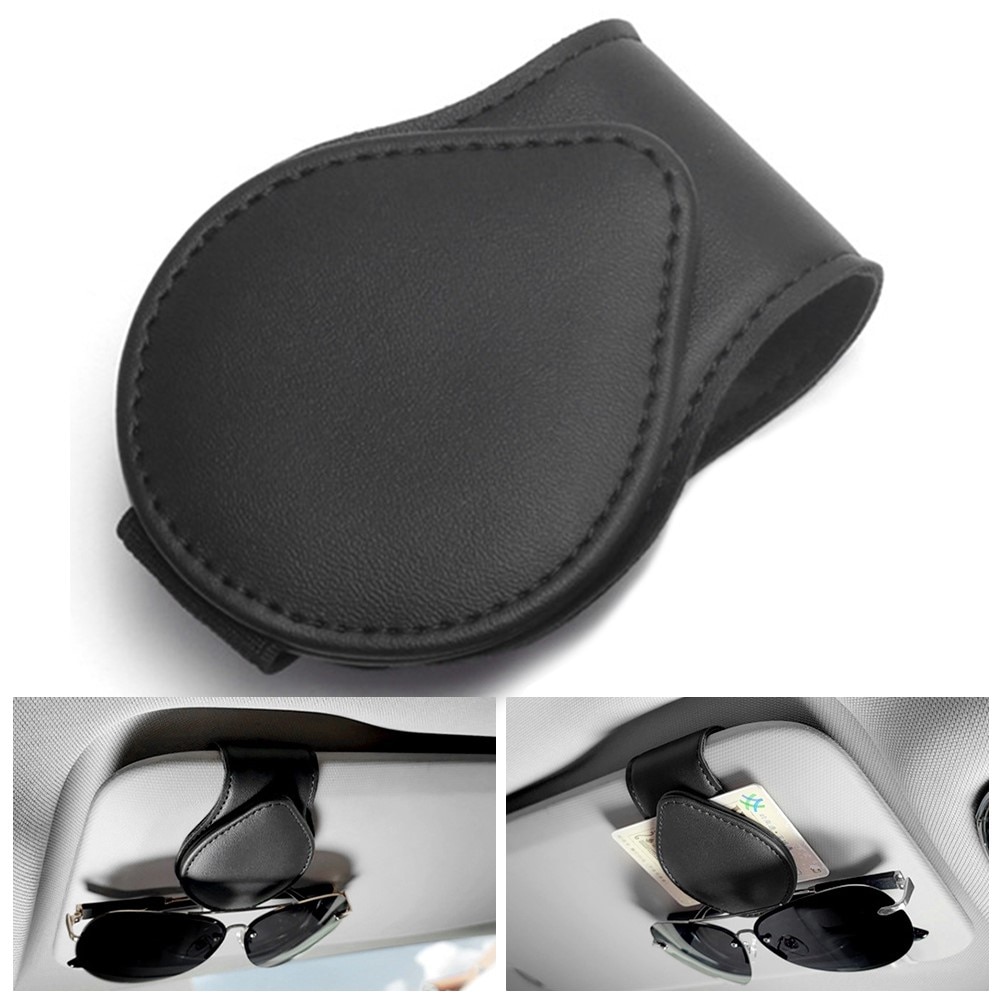 Soporte para gafas para la visera del coche, negro