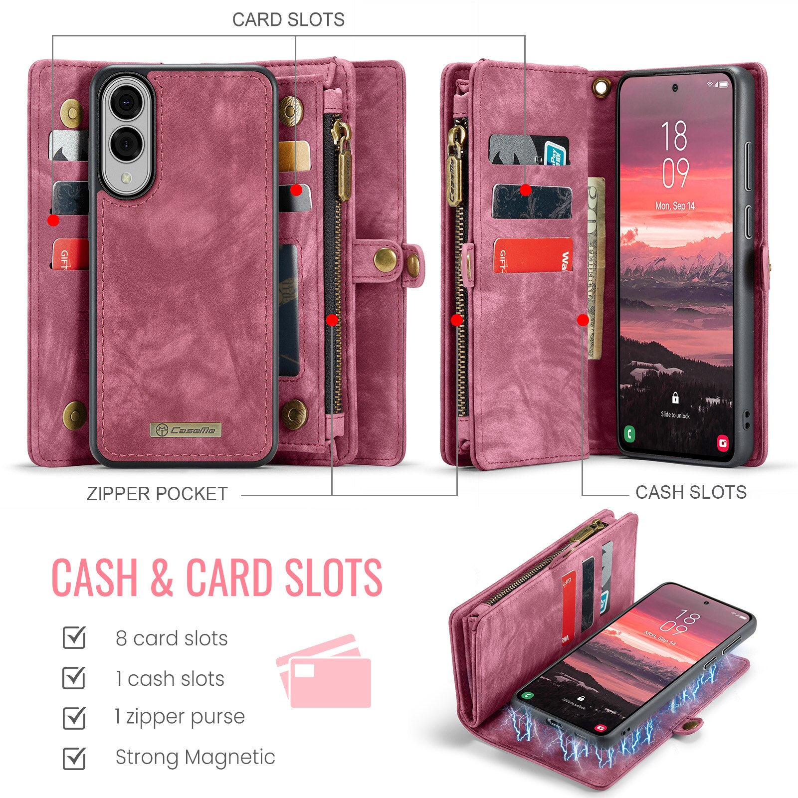 Cartera Multi-Slot Samsung Galaxy S25 Edge Rojo