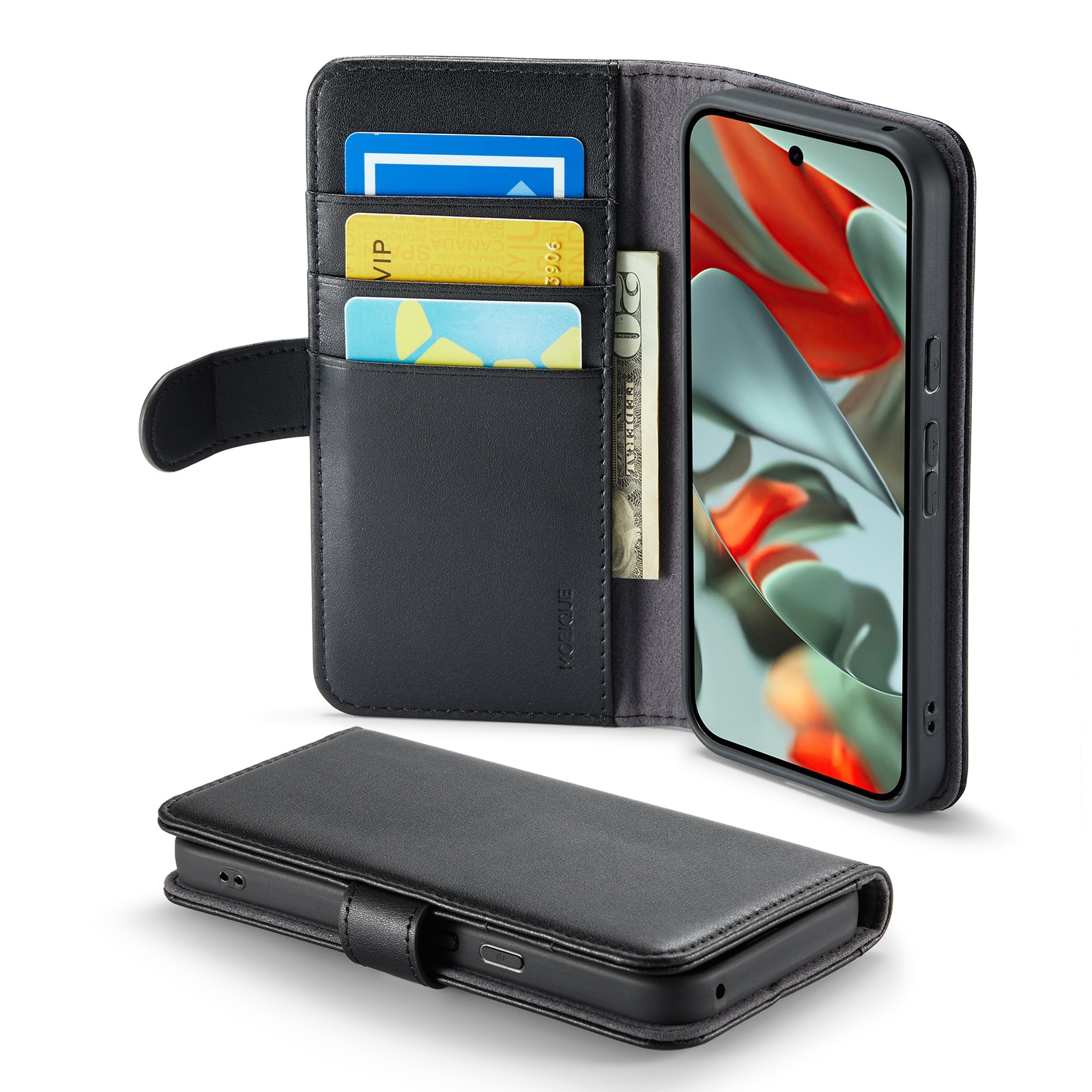 Funda de cuero genuino Google Pixel 10 Pro, Negro