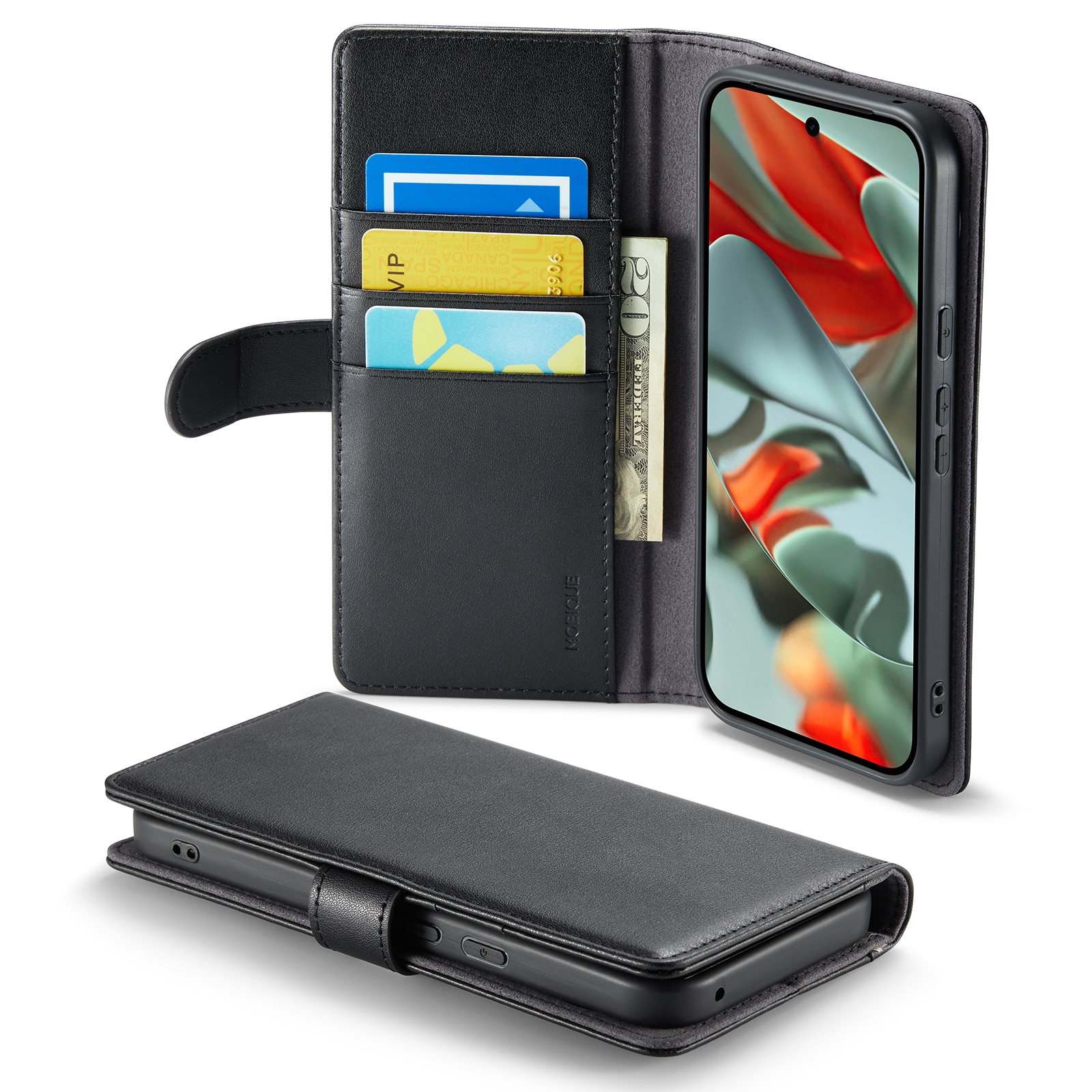 Funda de cuero genuino Google Pixel 10 Pro XL, Negro