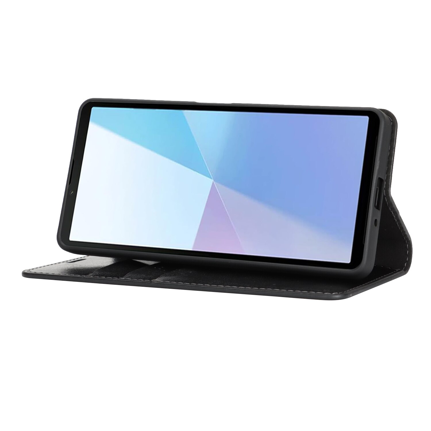 Funda cartera de cuero genuino Sony Xperia 10 VII Negro