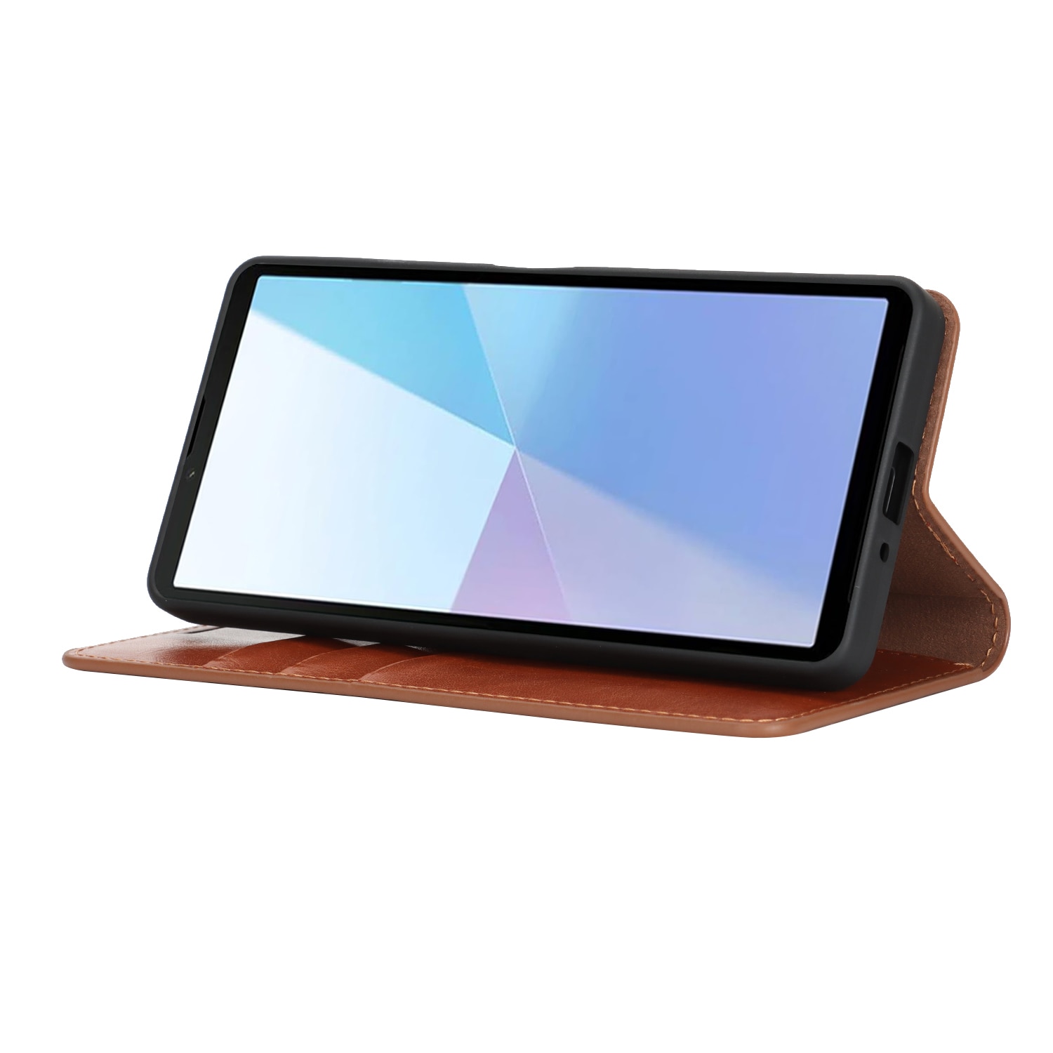 Funda cartera de cuero genuino Sony Xperia 10 VII Marrón