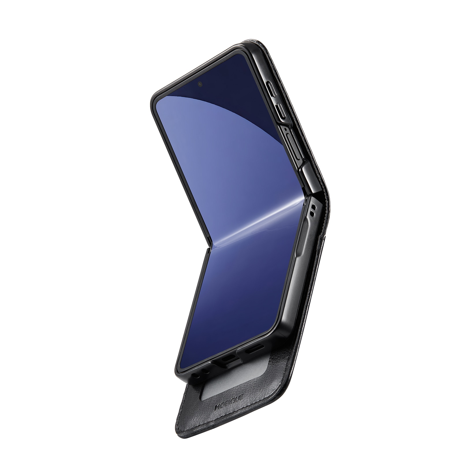 Funda de cuero genuino Samsung Galaxy Z Flip 7, Negro