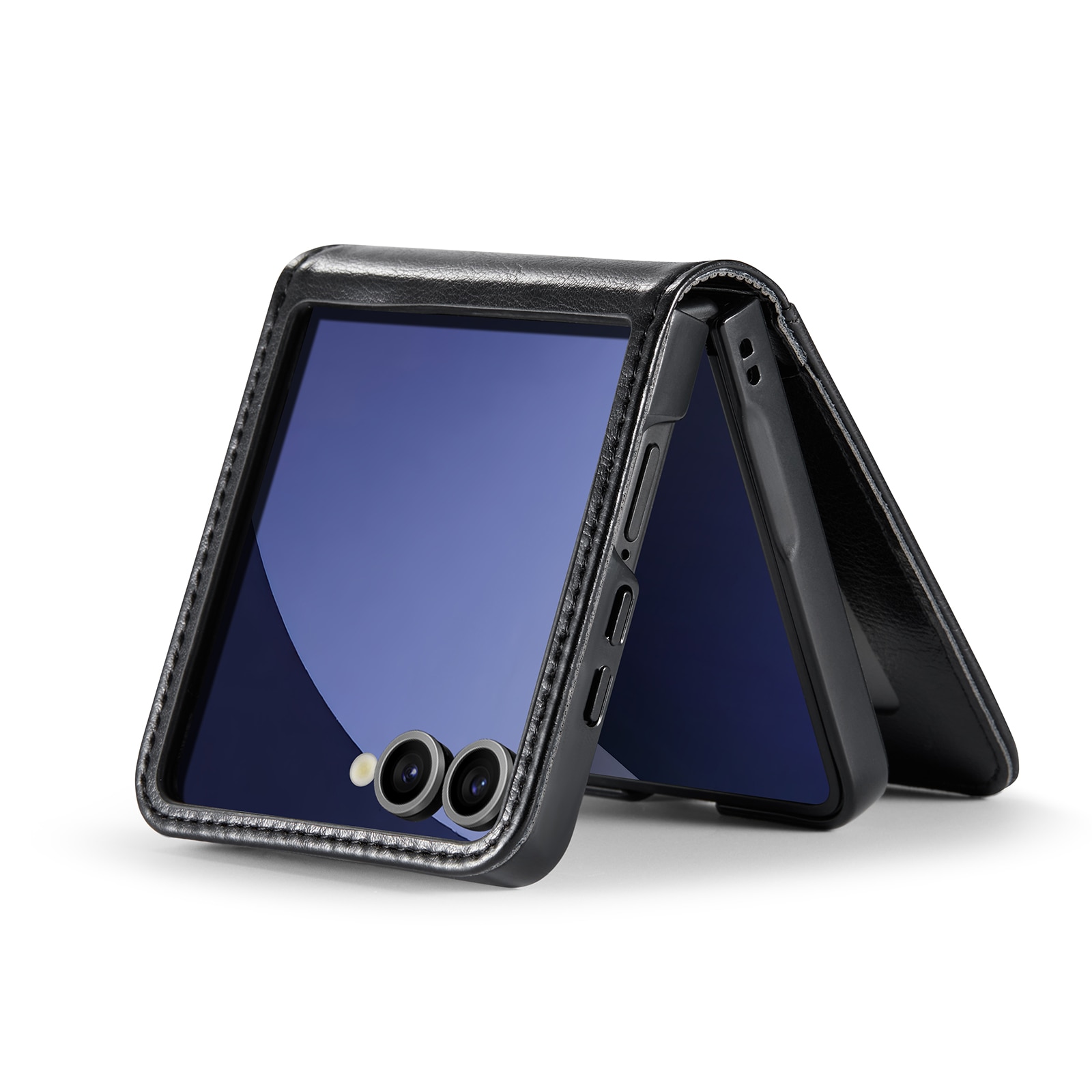 Funda de cuero genuino Samsung Galaxy Z Flip 7, Negro