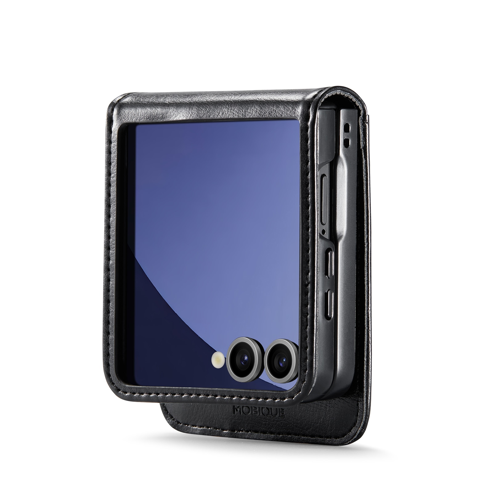 Funda de cuero genuino Samsung Galaxy Z Flip 7, Negro