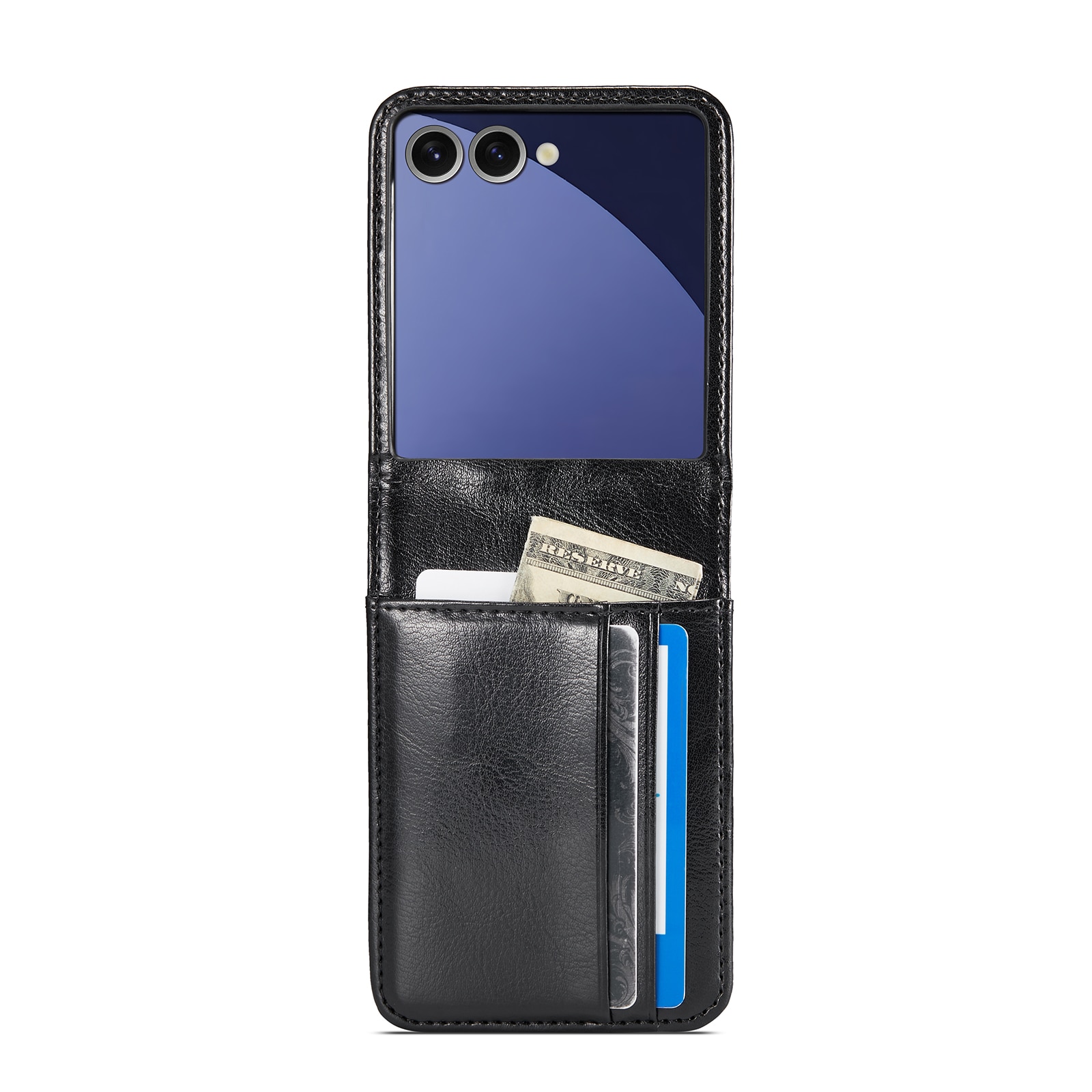 Funda de cuero genuino Samsung Galaxy Z Flip 7, Negro