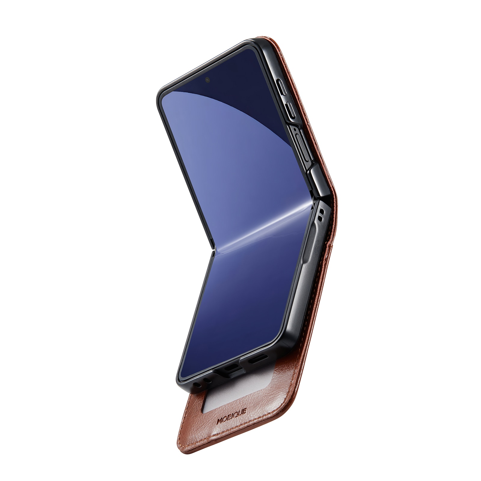 Funda de cuero genuino Samsung Galaxy Z Flip 7, Cognac
