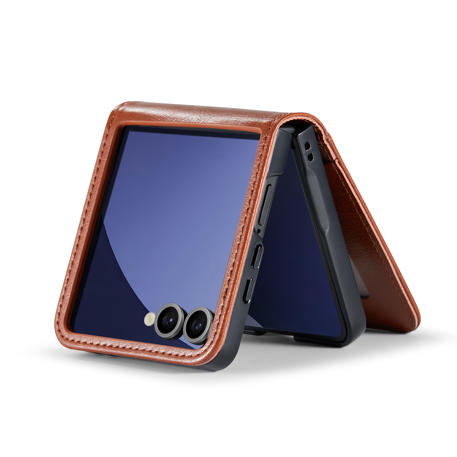 Funda de cuero genuino Samsung Galaxy Z Flip 7, Cognac