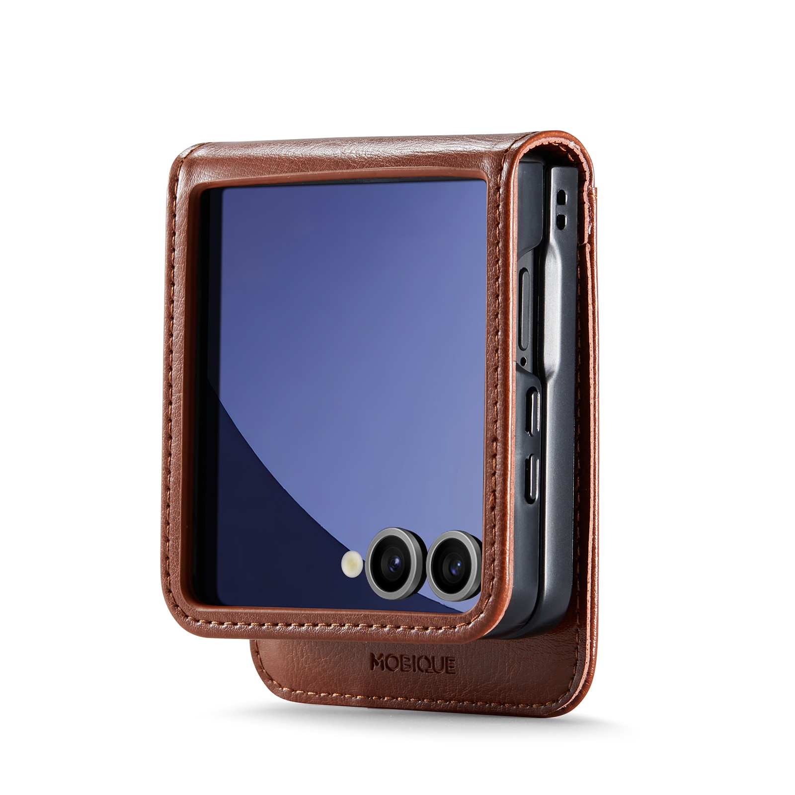 Funda de cuero genuino Samsung Galaxy Z Flip 7, Cognac
