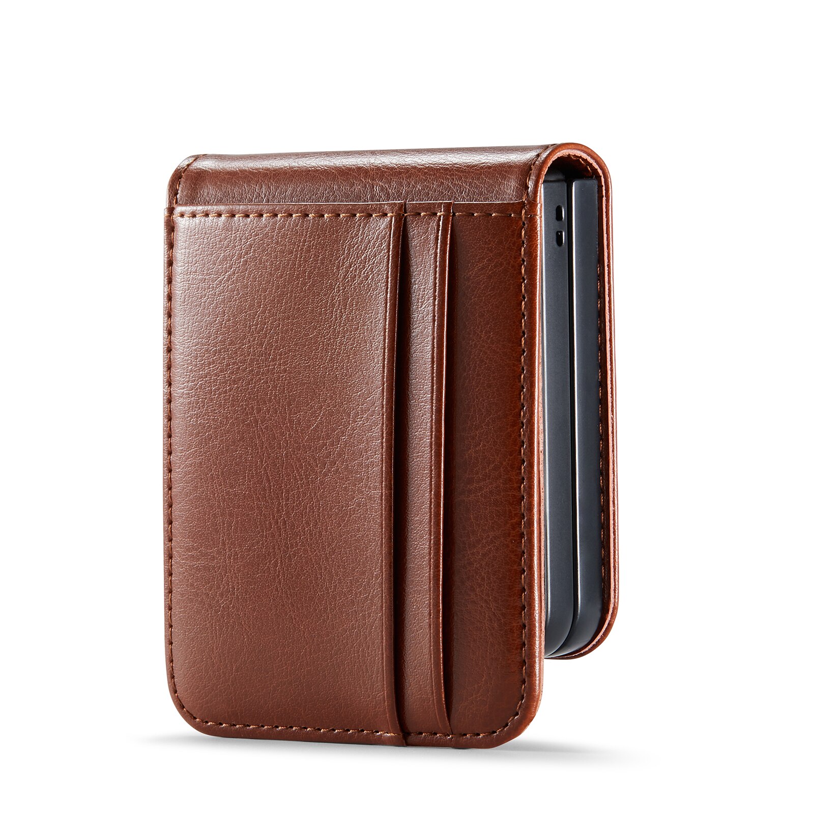 Funda de cuero genuino Samsung Galaxy Z Flip 7, Cognac