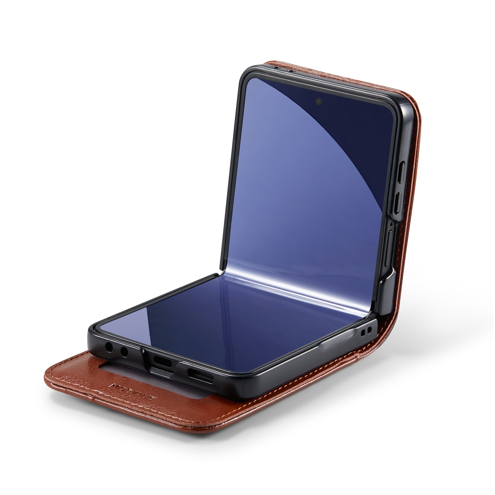 Funda de cuero genuino Samsung Galaxy Z Flip 7, Cognac