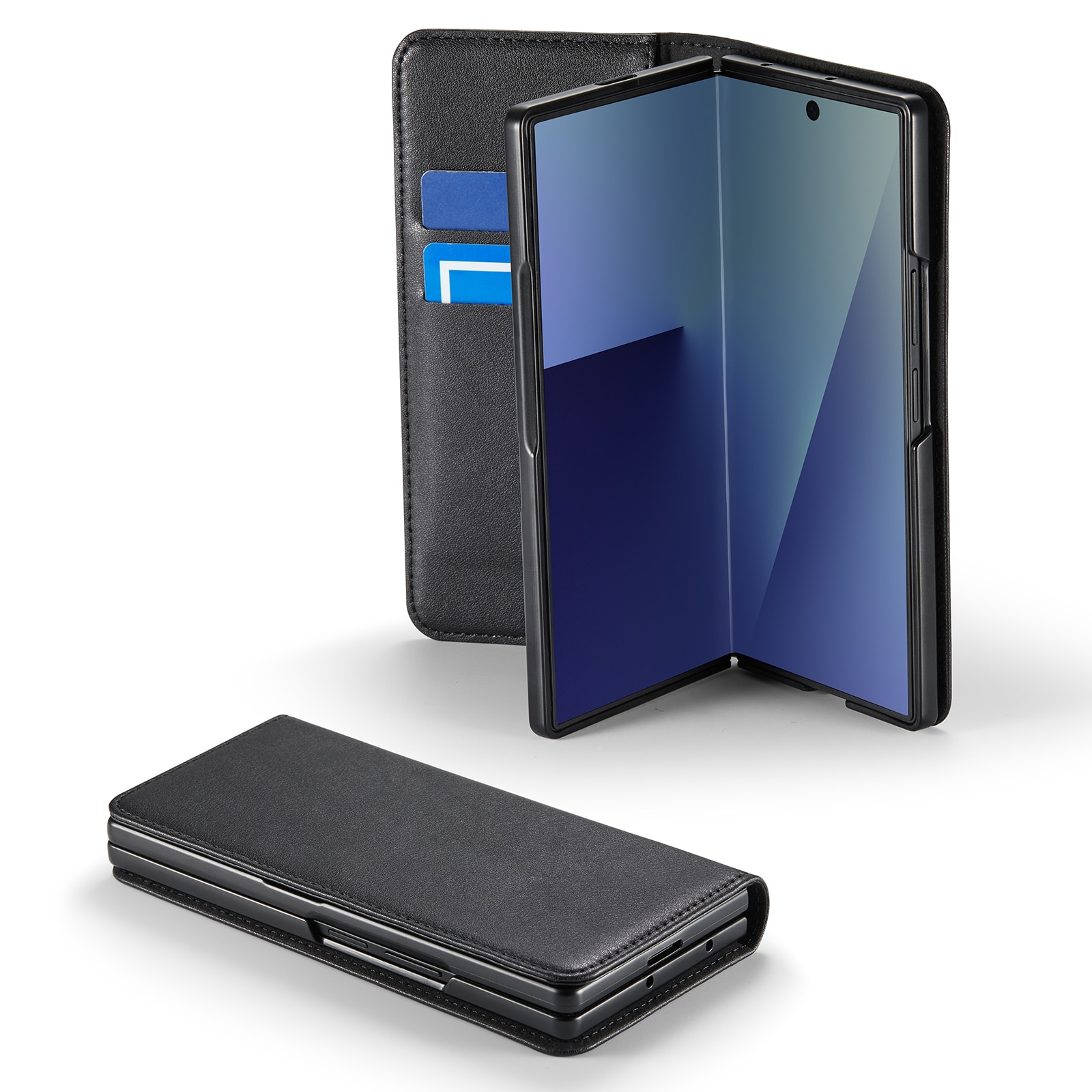 Funda de cuero genuino Samsung Galaxy Z Fold 7, Negro