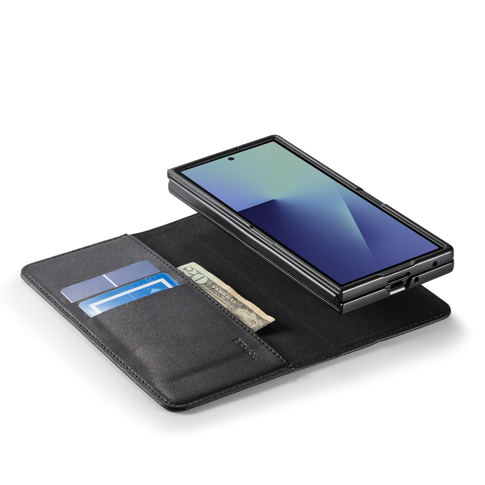 Funda de cuero genuino Samsung Galaxy Z Fold 7, Negro