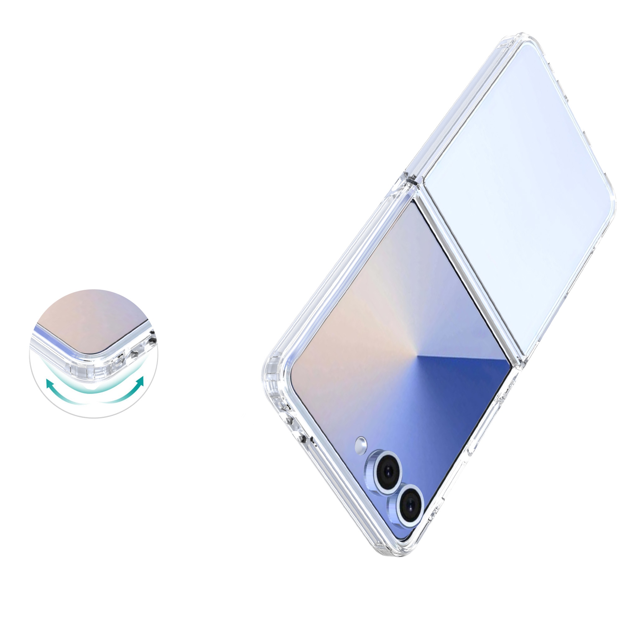 Funda híbrida para Samsung Galaxy Z Flip 7, transparente