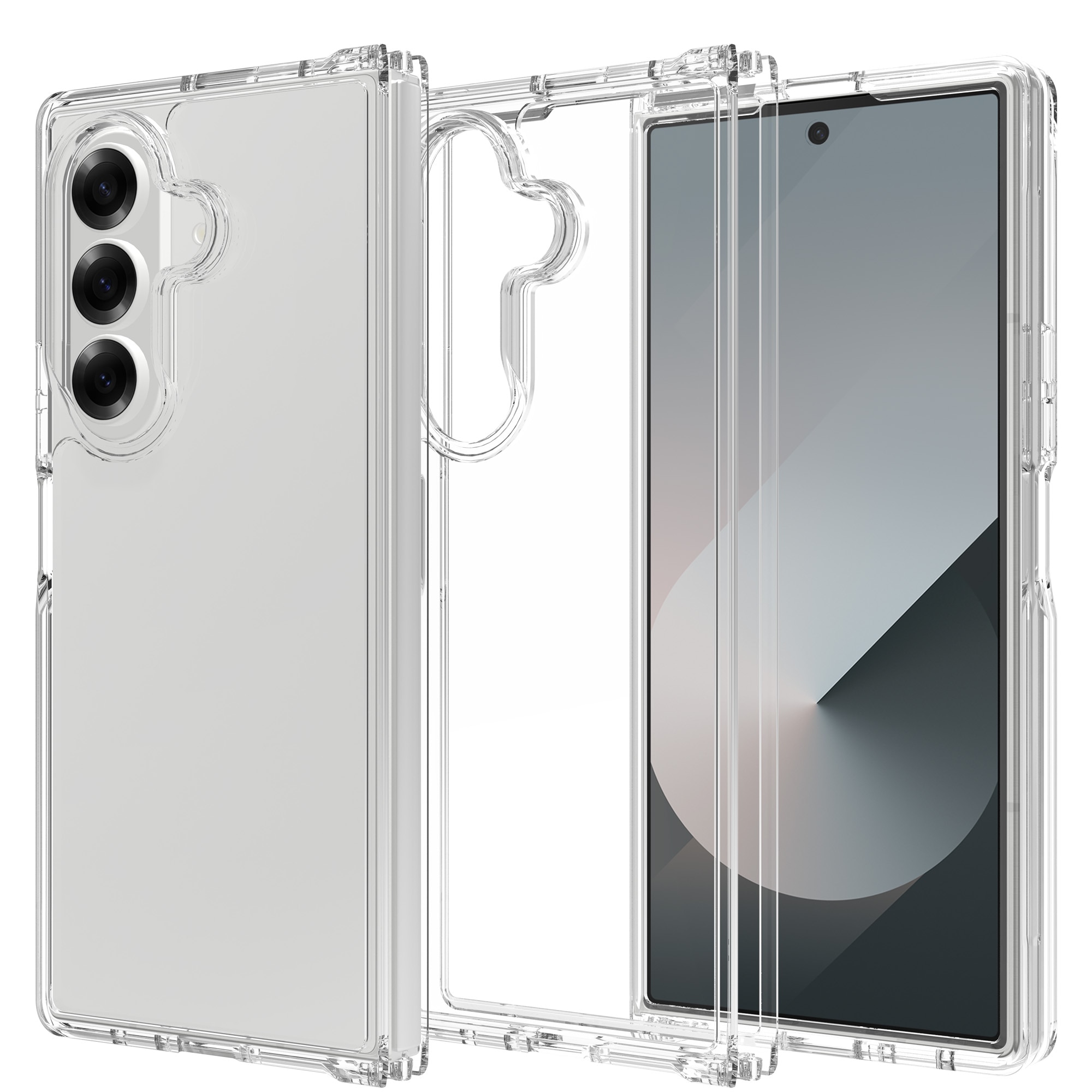 Funda híbrida para Samsung Galaxy Z Fold 7, transparente