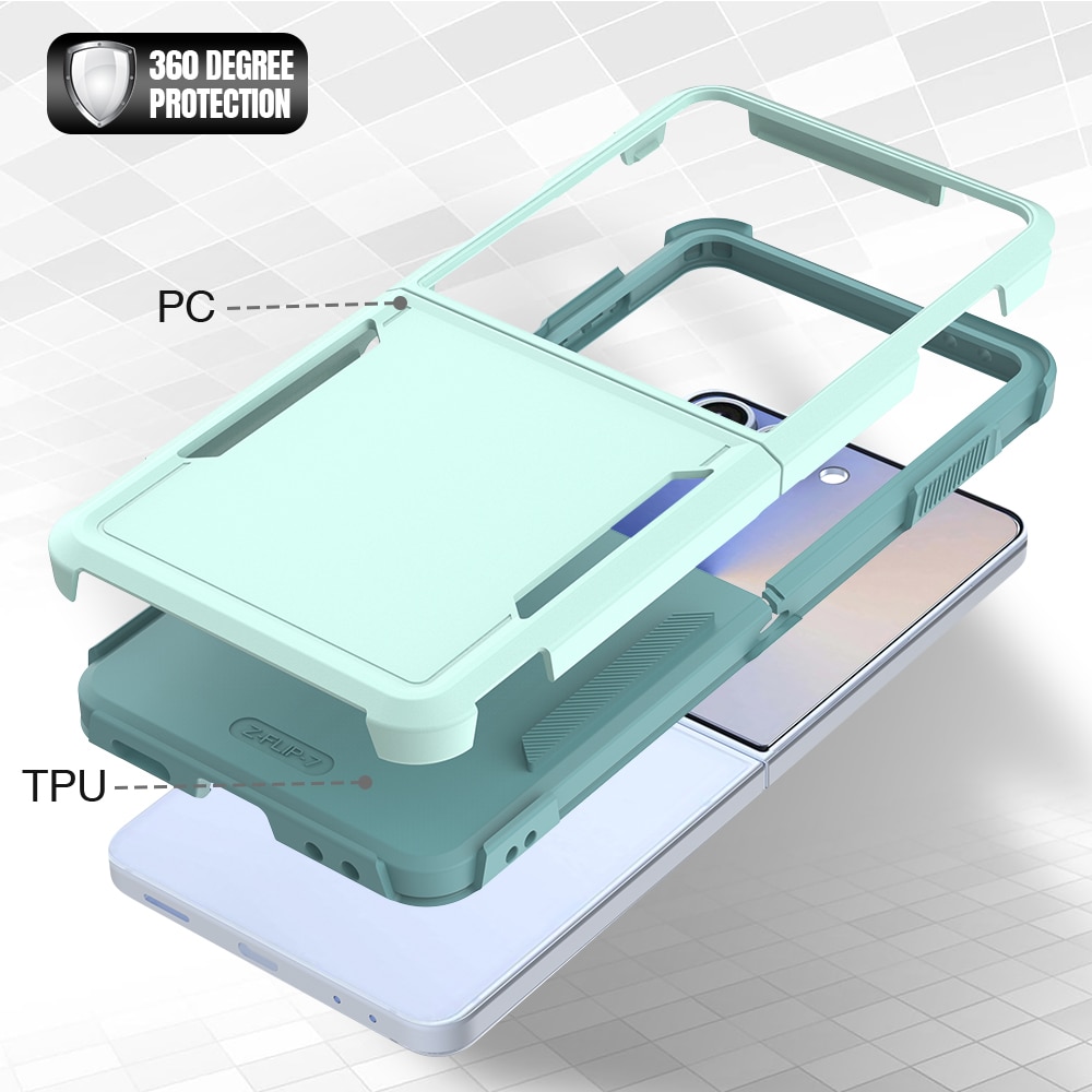 Funda híbrida Off-road Samsung Galaxy Z Flip 7, Verde menta