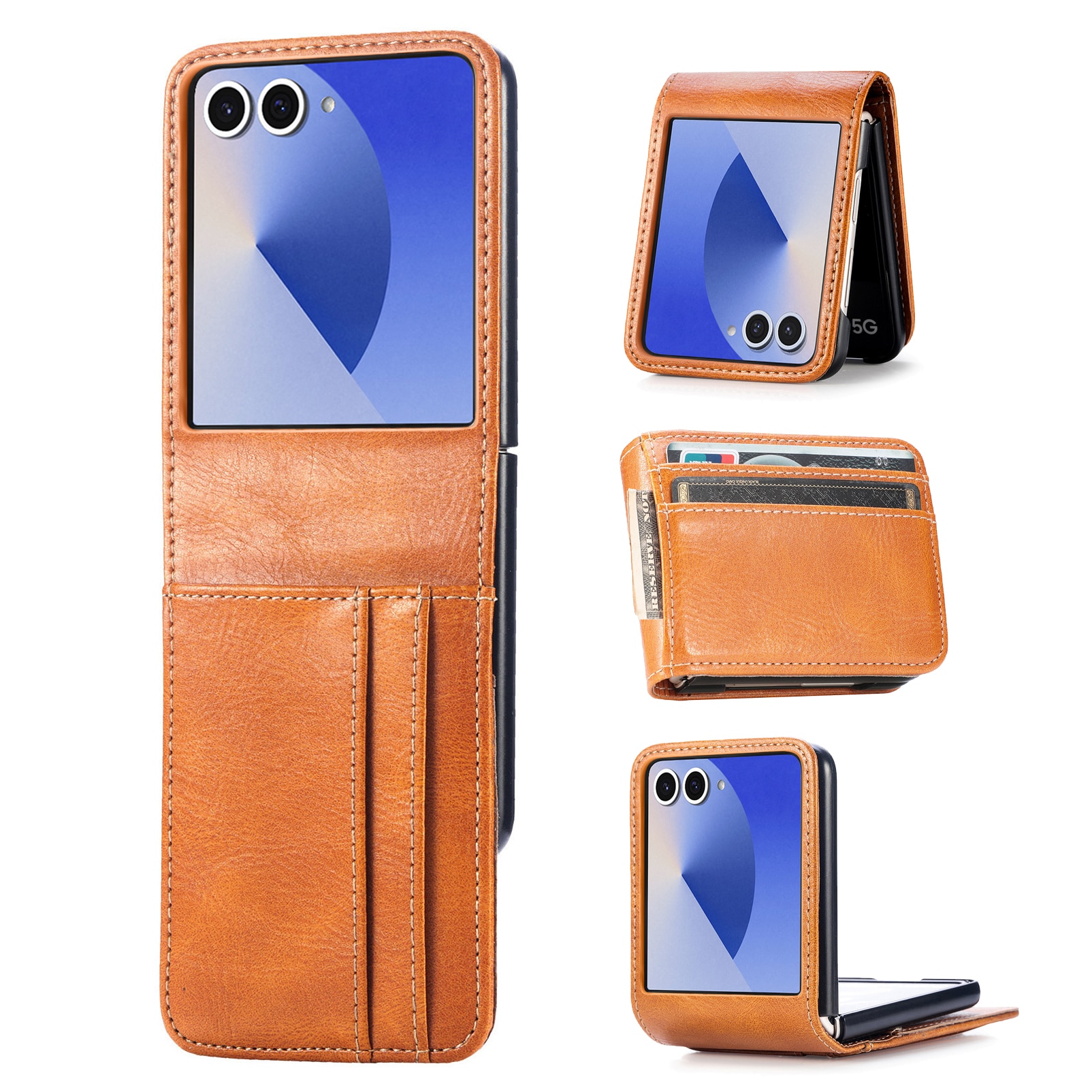 Funda cartera Samsung Galaxy Z Flip 7 Cognac