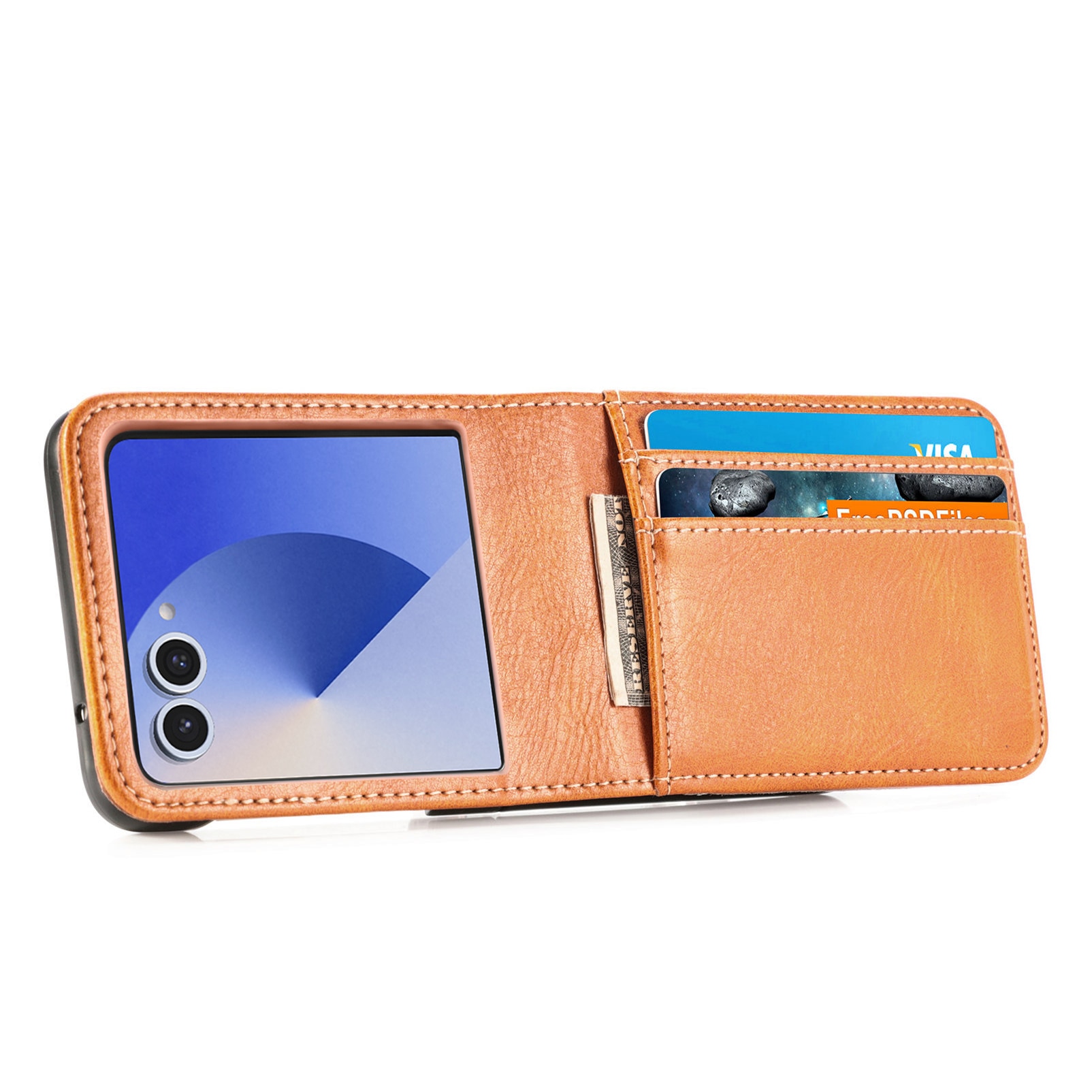Funda cartera Samsung Galaxy Z Flip 7 Cognac
