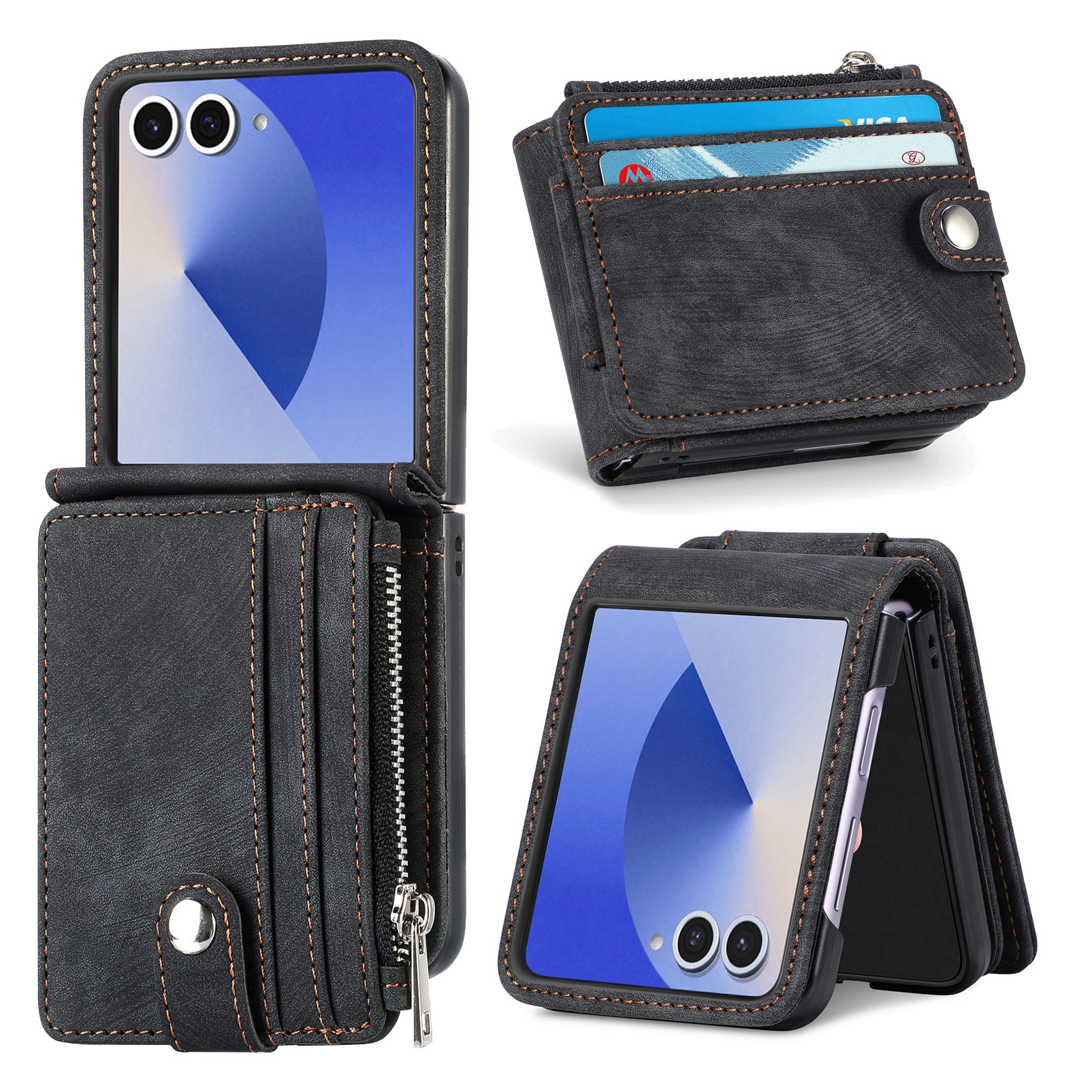 Funda cartera Zipper Multi-Slot Samsung Galaxy Z Flip 7, Negro