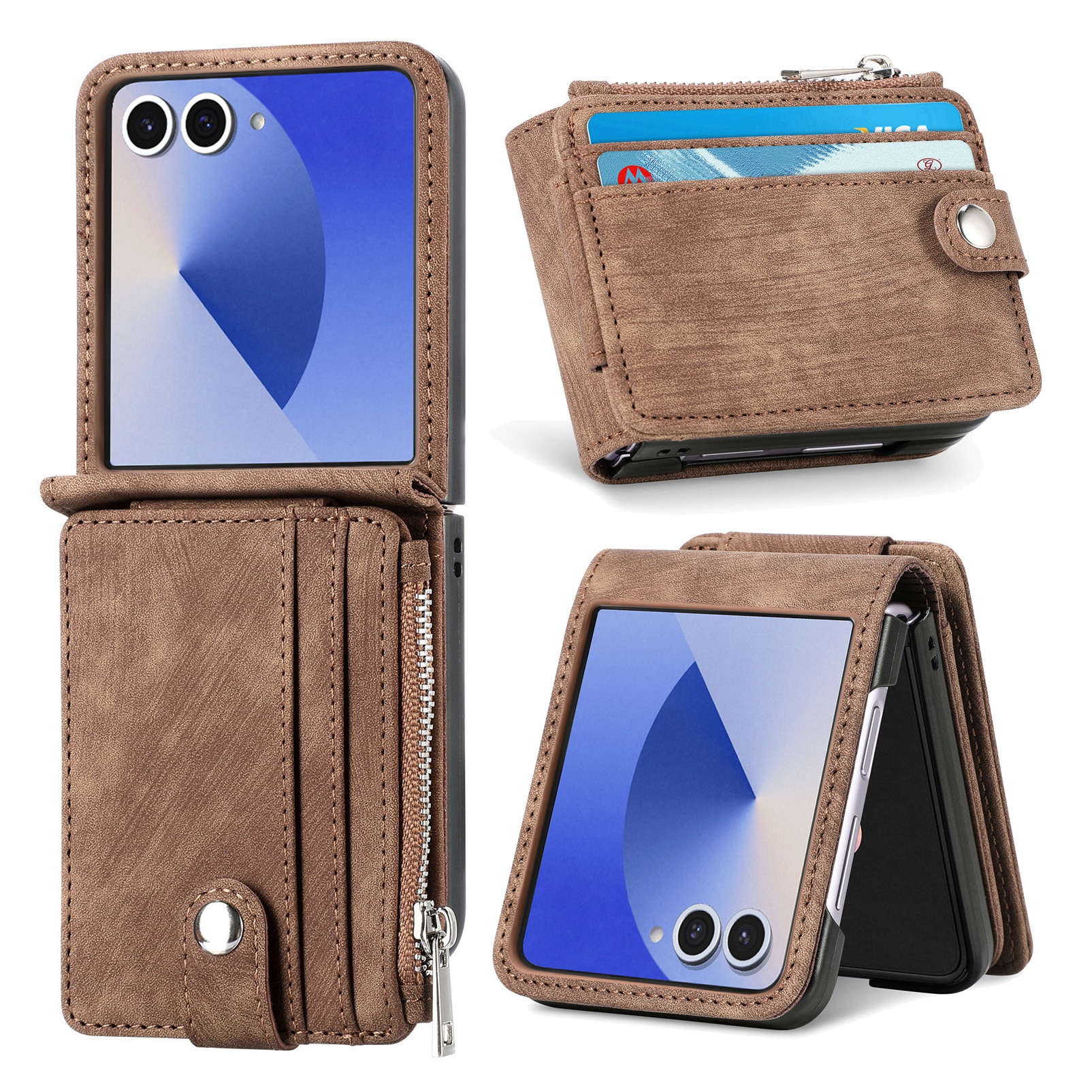 Funda cartera Zipper Multi-Slot Samsung Galaxy Z Flip 7, Marrón
