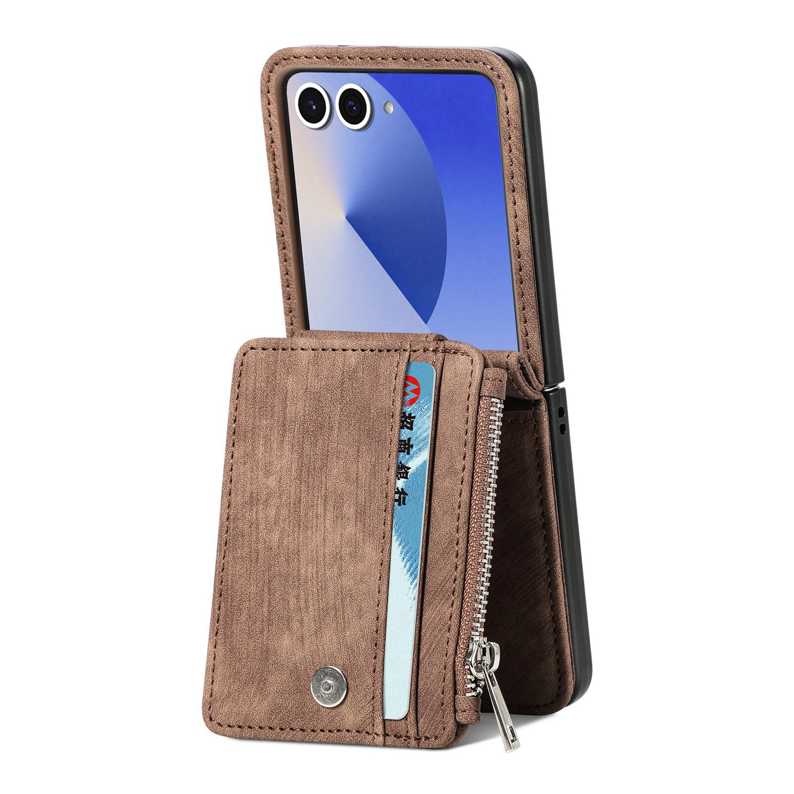 Funda cartera Zipper Multi-Slot Samsung Galaxy Z Flip 7, Marrón