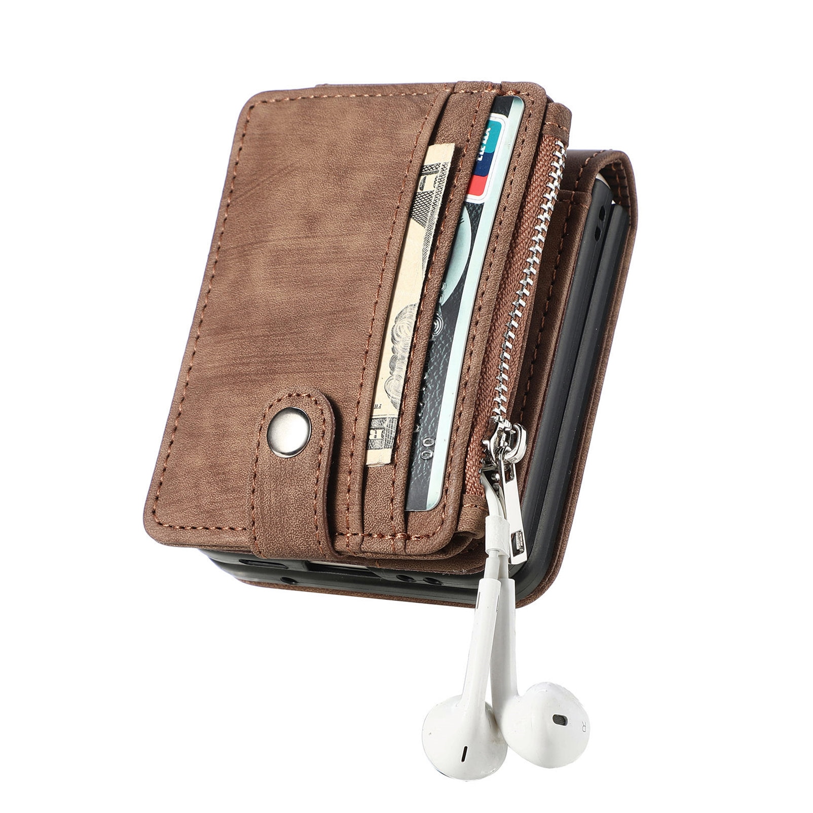Funda cartera Zipper Multi-Slot Samsung Galaxy Z Flip 7, Marrón