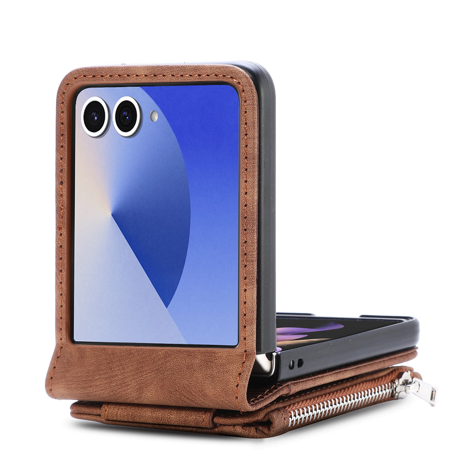 Funda cartera Zipper Multi-Slot Samsung Galaxy Z Flip 7, Marrón