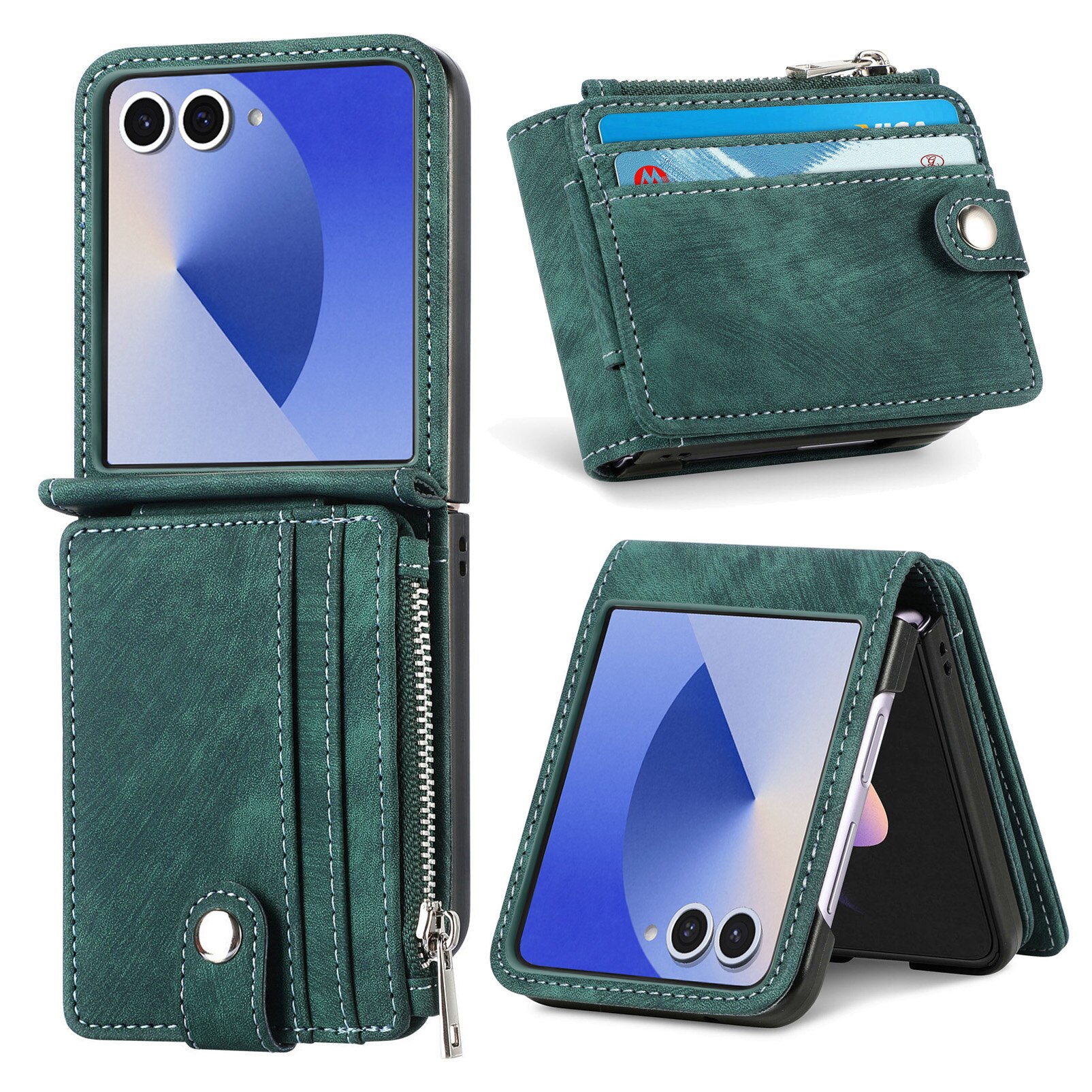 Funda cartera Zipper Multi-Slot Samsung Galaxy Z Flip 7, Verde