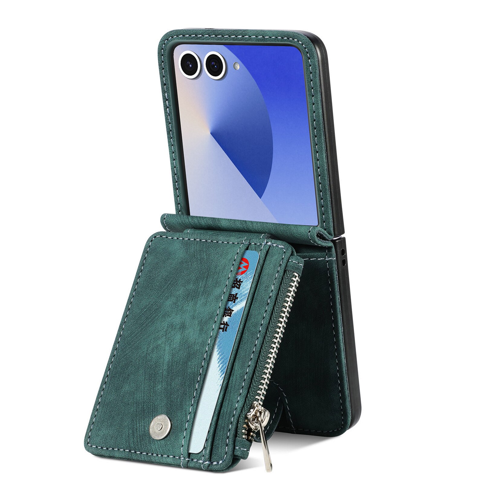 Funda cartera Zipper Multi-Slot Samsung Galaxy Z Flip 7, Verde