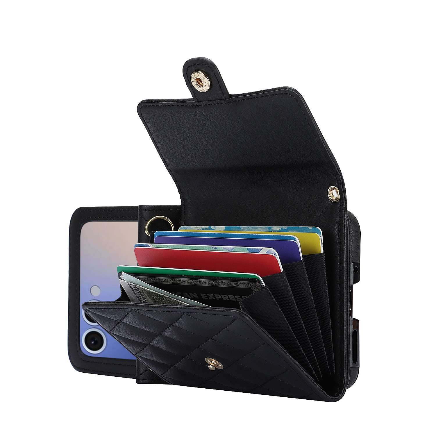 Funda acolchada tipo billetera anti-RFID Samsung Galaxy Z Flip 7 Negro