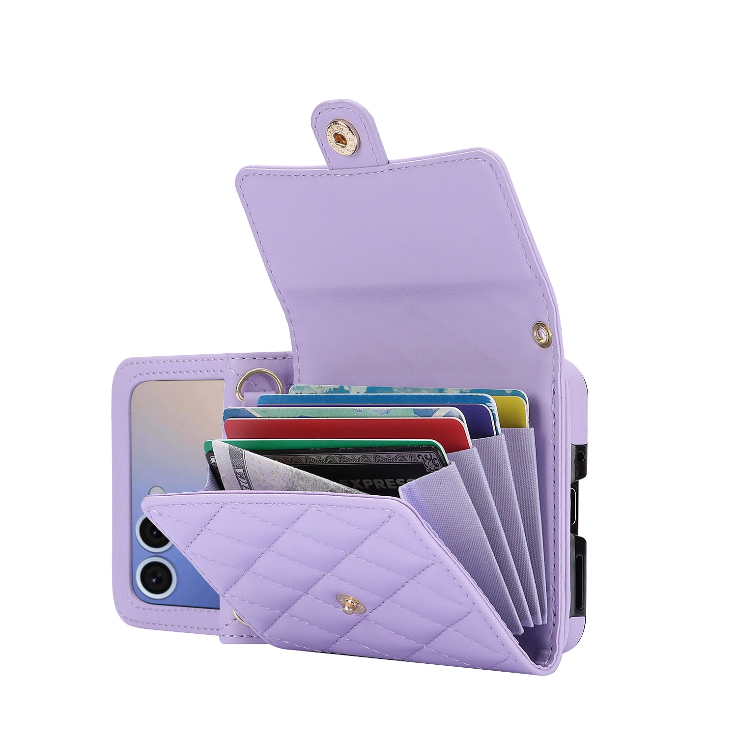 Funda acolchada tipo billetera anti-RFID Samsung Galaxy Z Flip 7 Púrpura