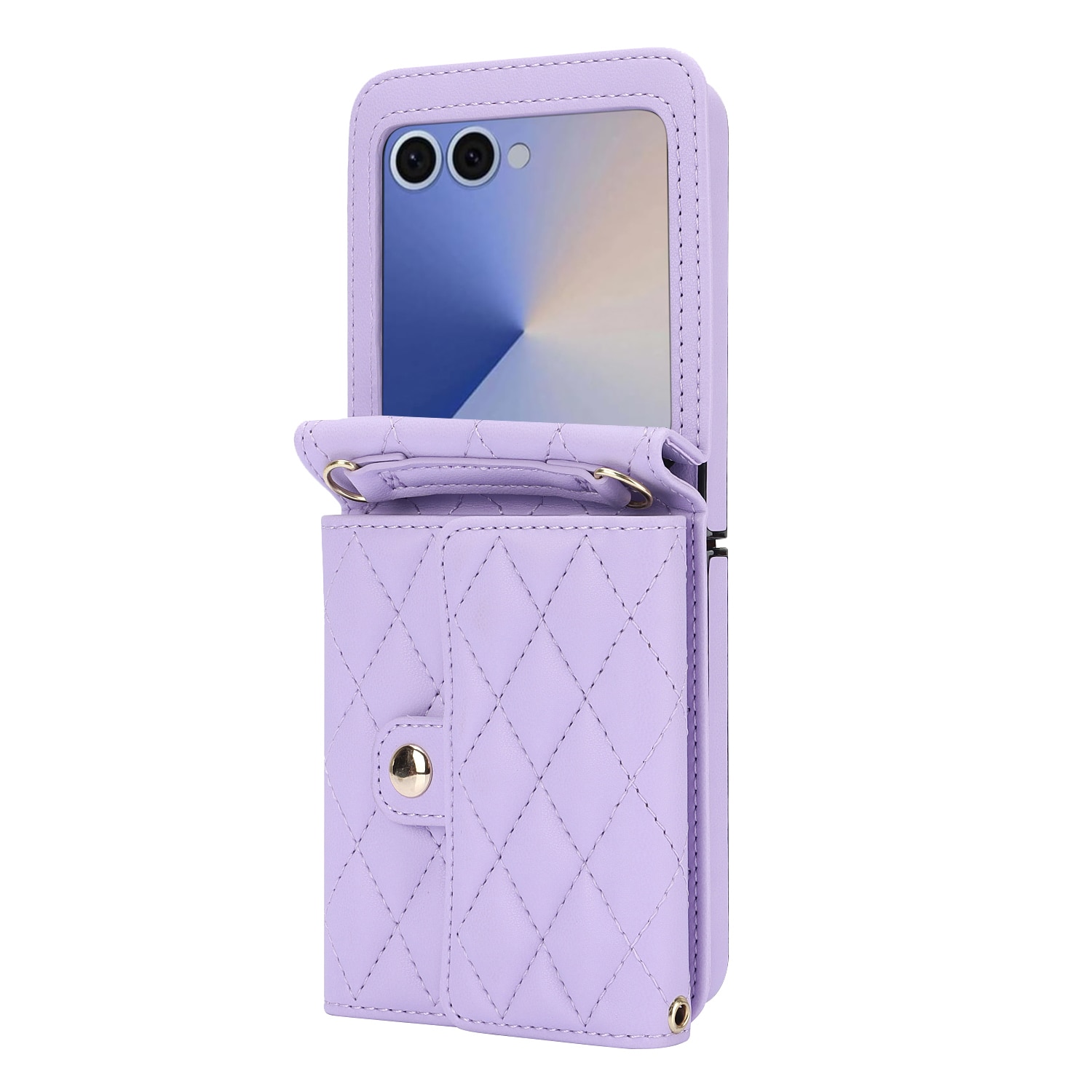 Funda acolchada tipo billetera anti-RFID Samsung Galaxy Z Flip 7 Púrpura