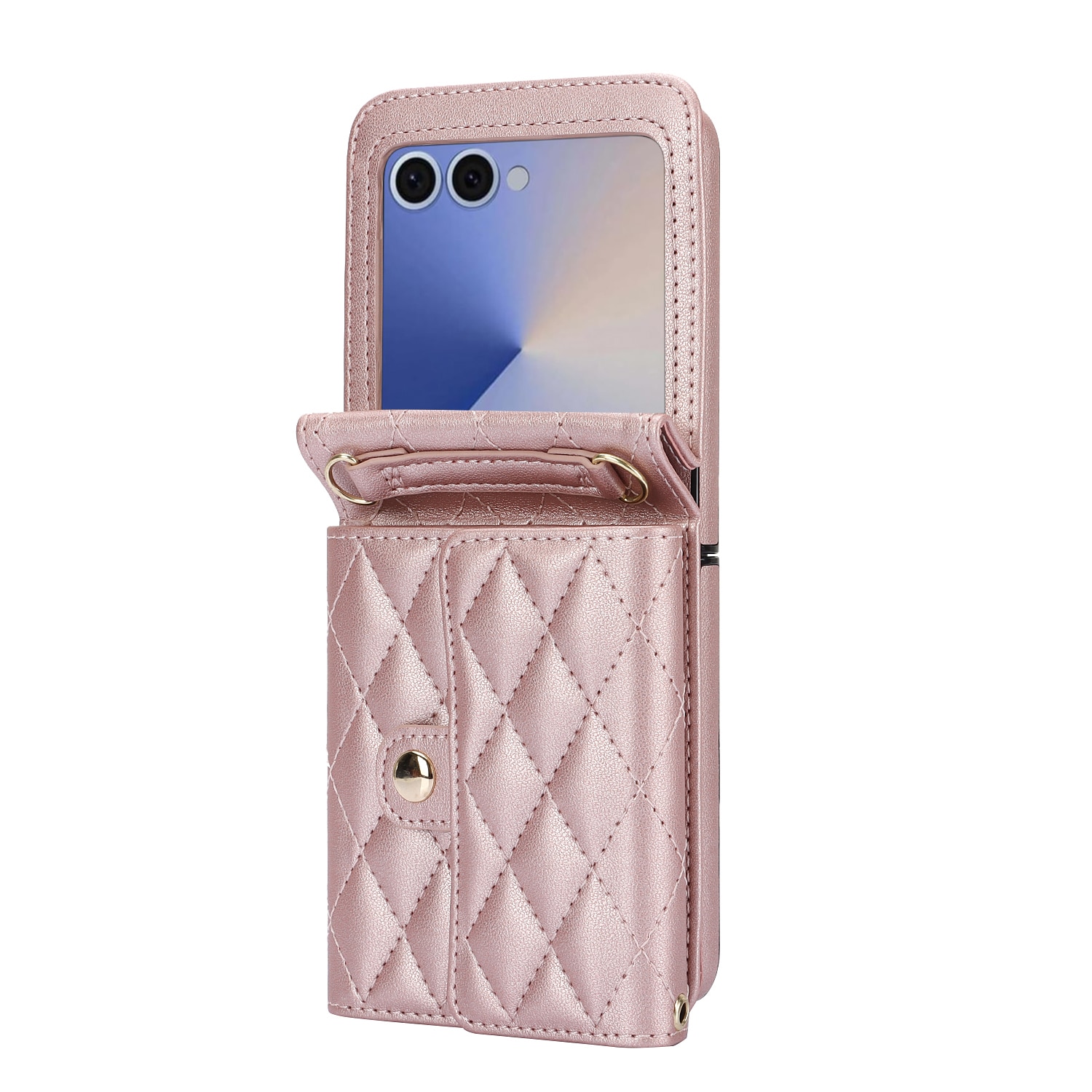 Funda acolchada tipo billetera anti-RFID Samsung Galaxy Z Flip 7 Oro rosa