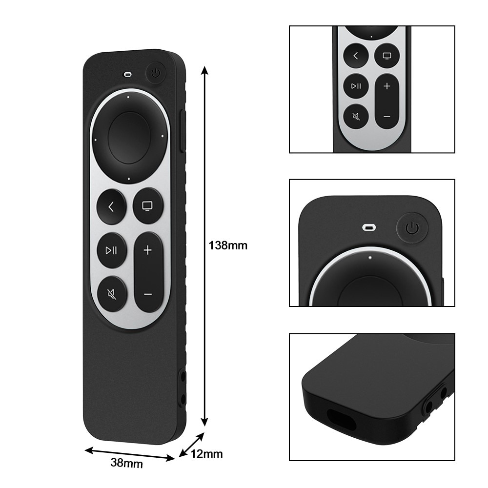 Funda de silicona acanalada Apple TV 4K Siri Remote negro