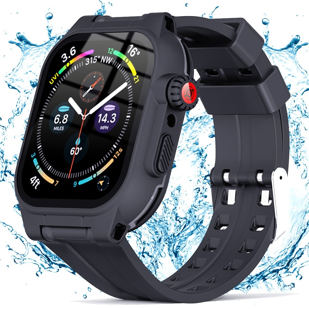 Funda Impermeable con Correa de silicona Apple Watch 45mm Series 9, negro