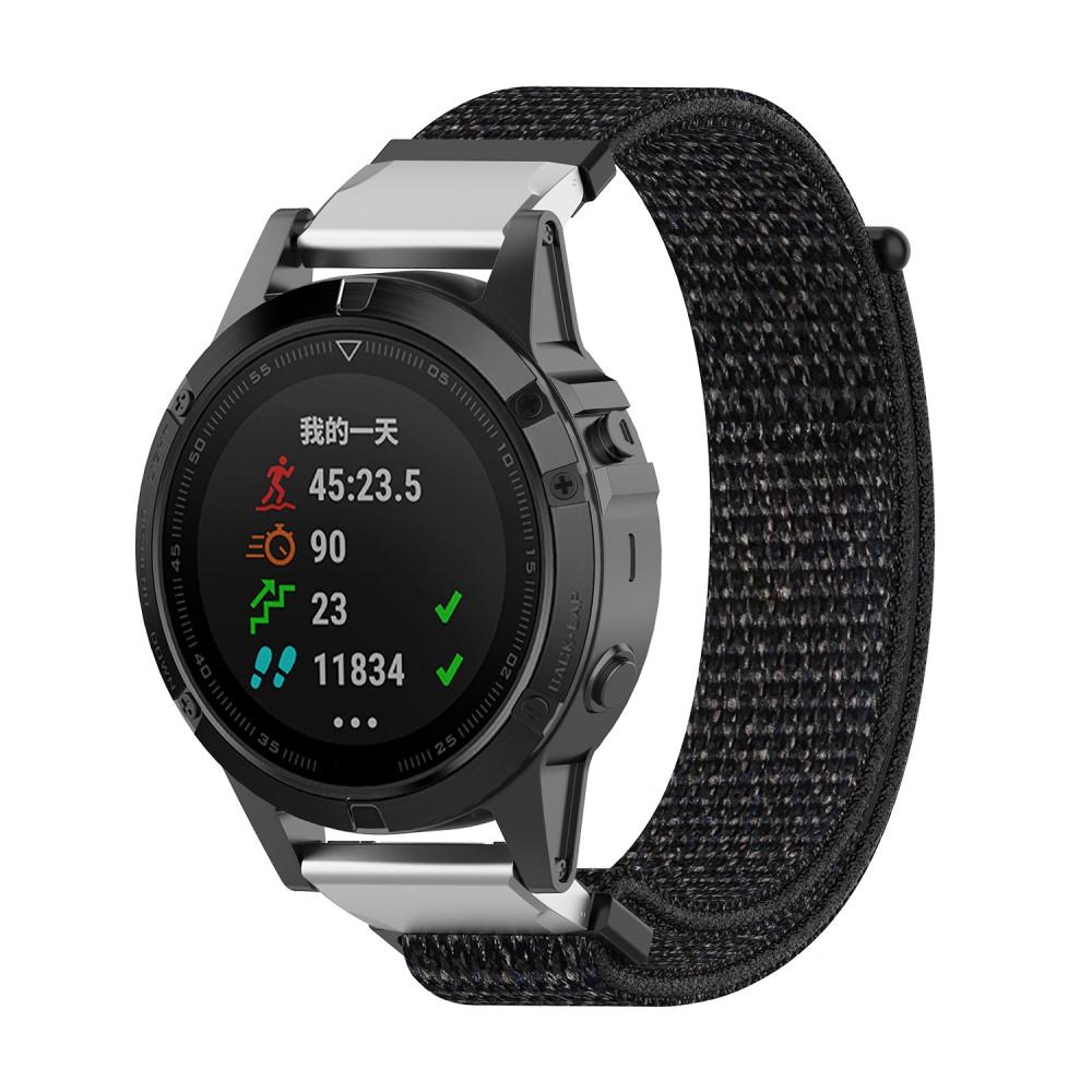 Correa de nailon Garmin Fenix 5/Fenix 6 Pro/Fenix 7/Fenix 6/Fenix 5 Plus Negro