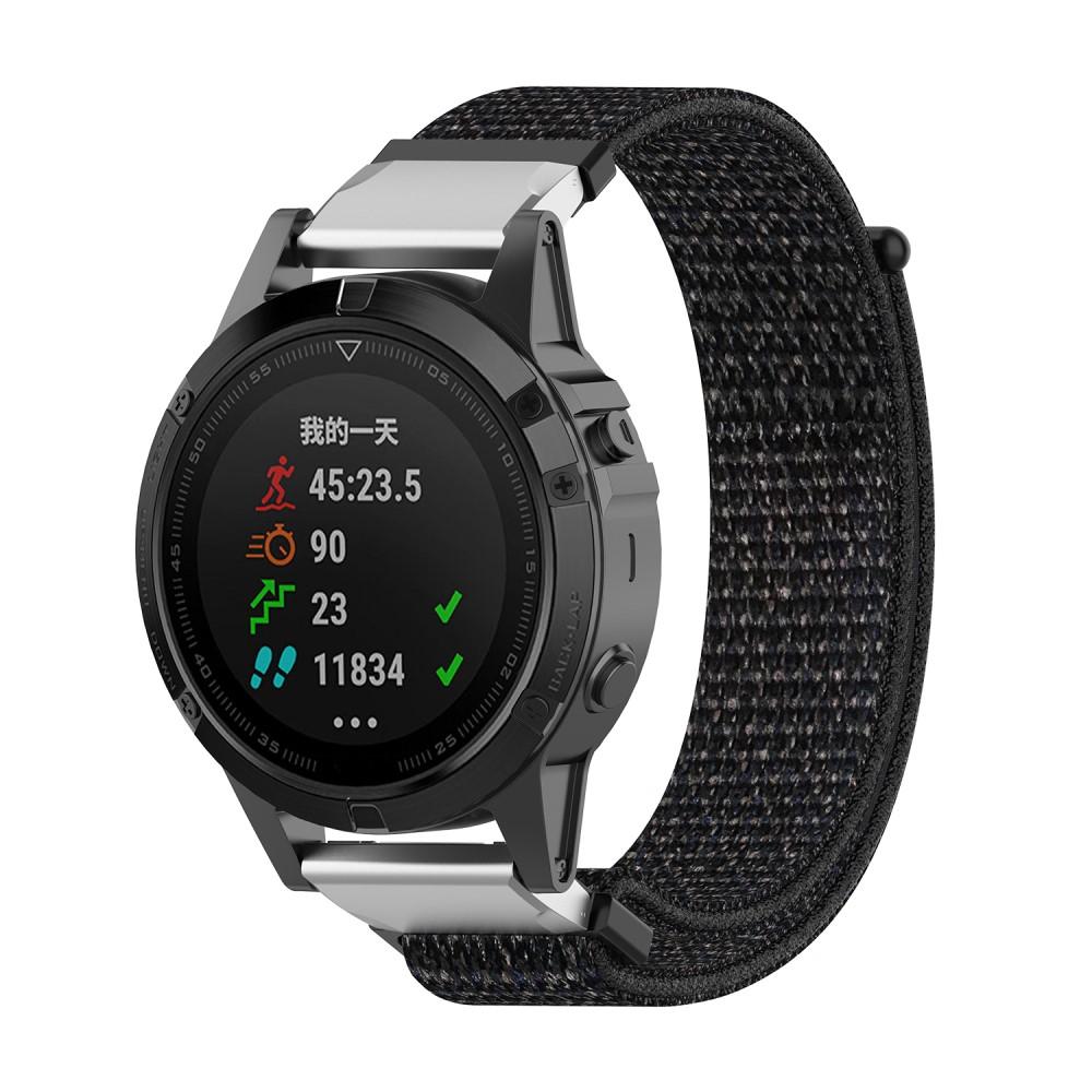 Correa de nailon Garmin Fenix 5/5 Plus/6/6 Pro/7 negro/plata