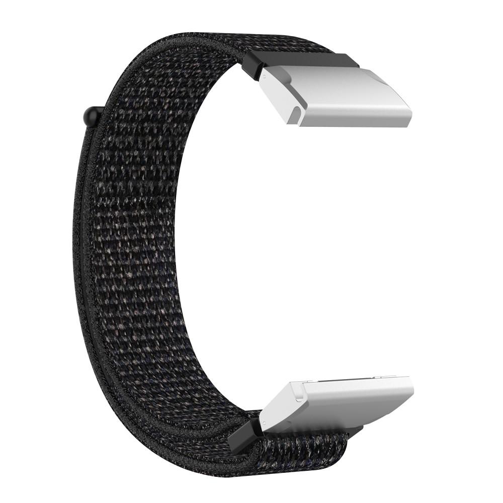 Correa de nailon Garmin Fenix 5/5 Plus/6/6 Pro/7 negro/plata