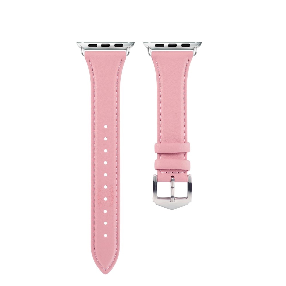 Correa fina de piel Apple Watch 45mm Series 7 rosado
