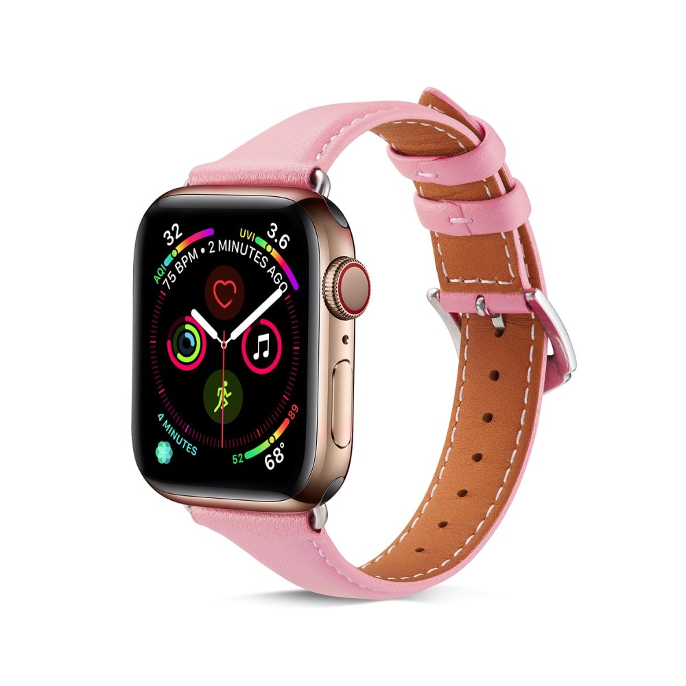 Correa fina de piel Apple Watch 44mm rosado