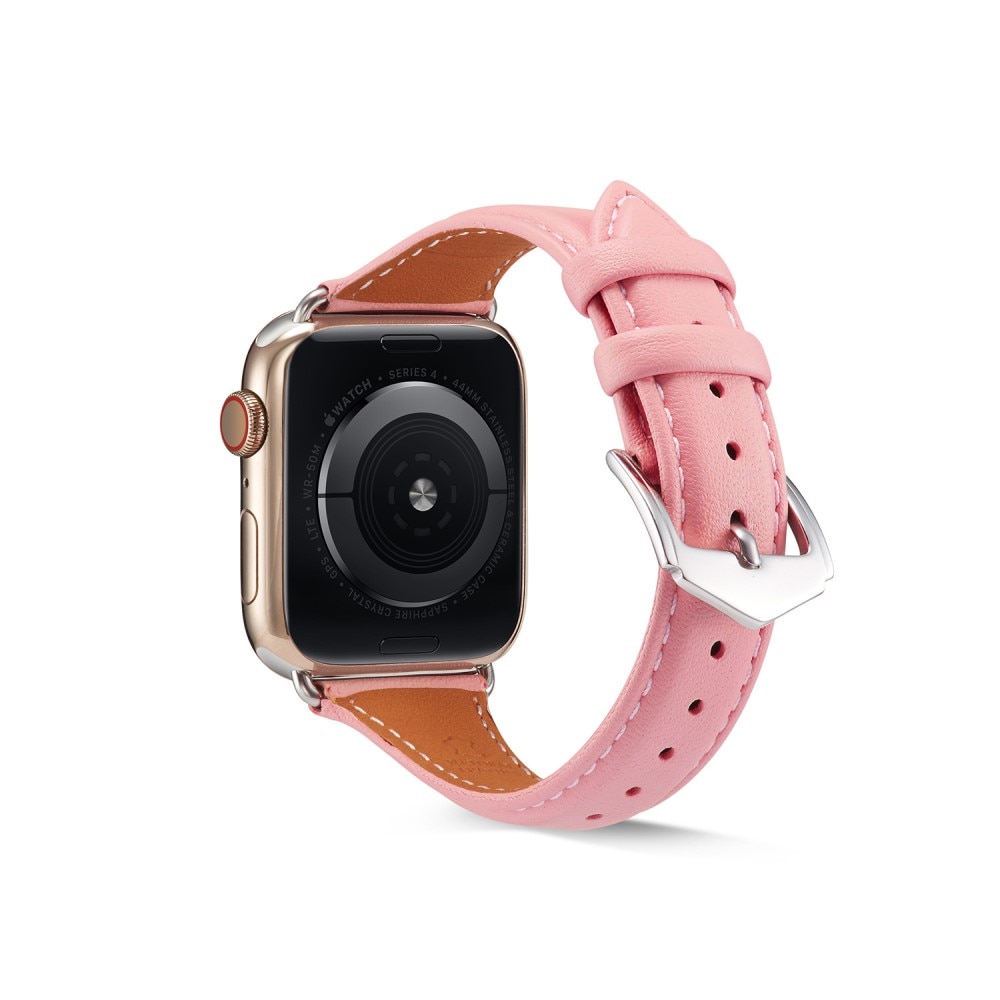 Correa fina de piel Apple Watch 45mm Series 7 rosado