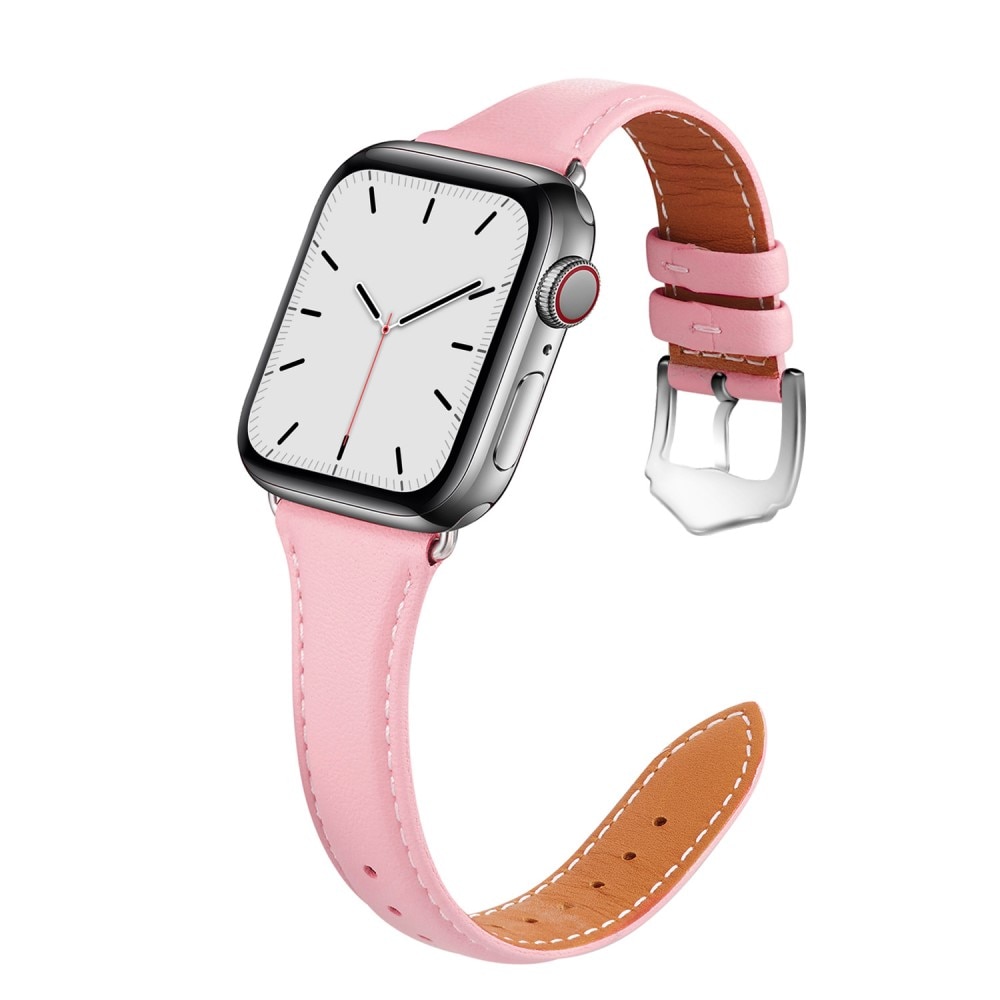 Correa fina de piel Apple Watch 45mm Series 7 rosado