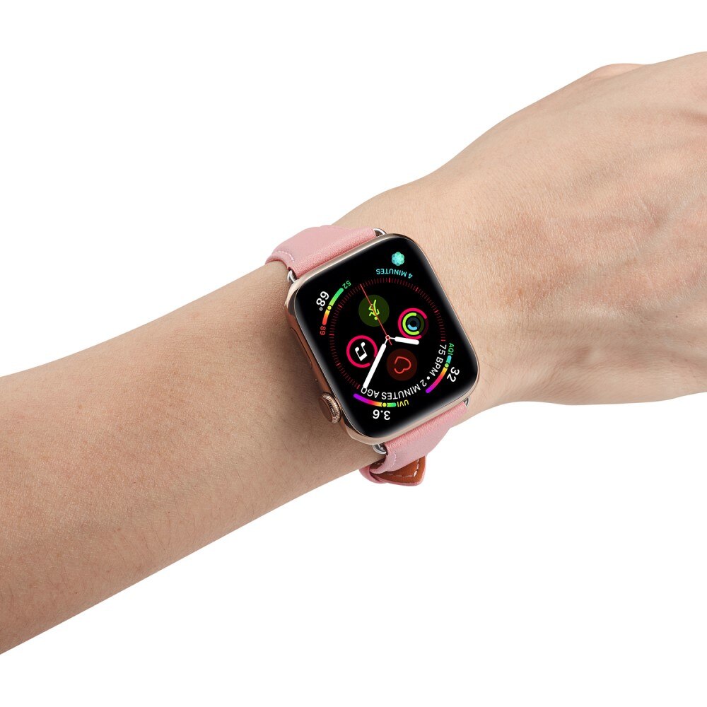 Correa fina de piel Apple Watch 45mm Series 7 rosado