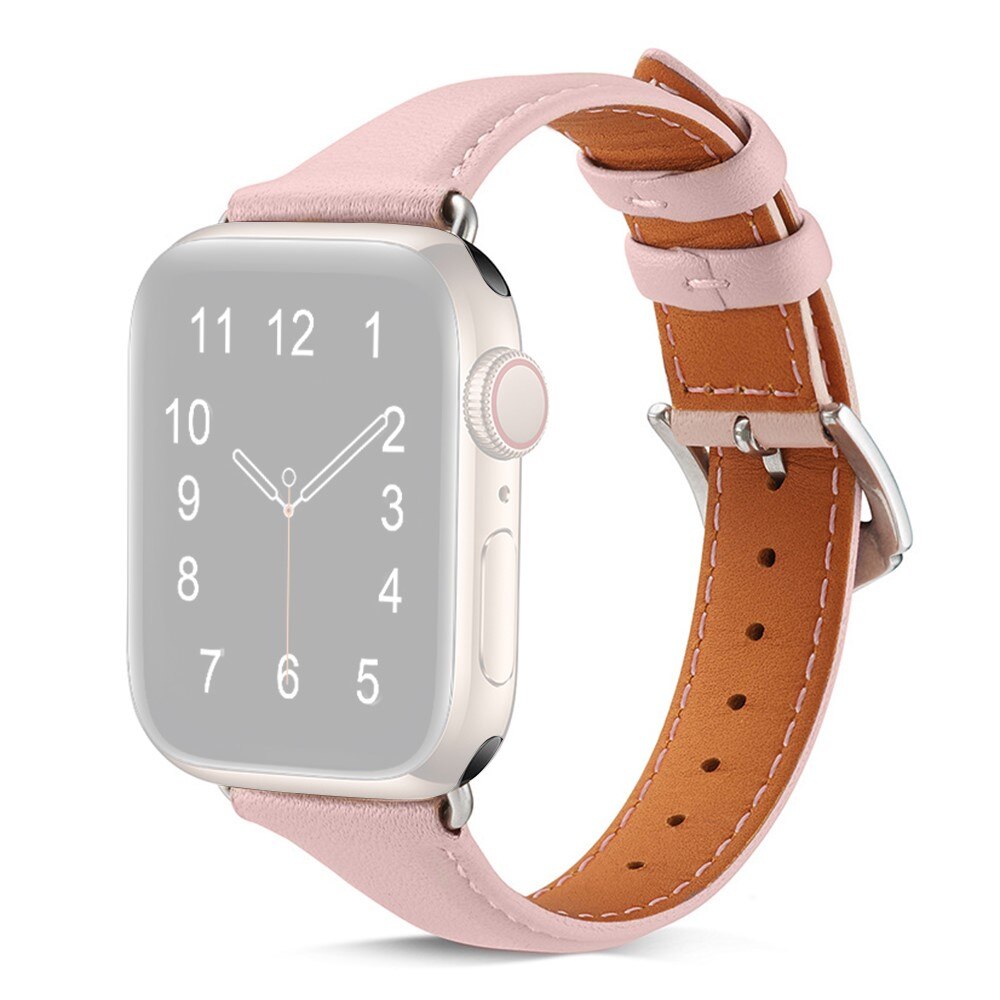 Correa fina de piel Apple Watch SE 40mm rosado