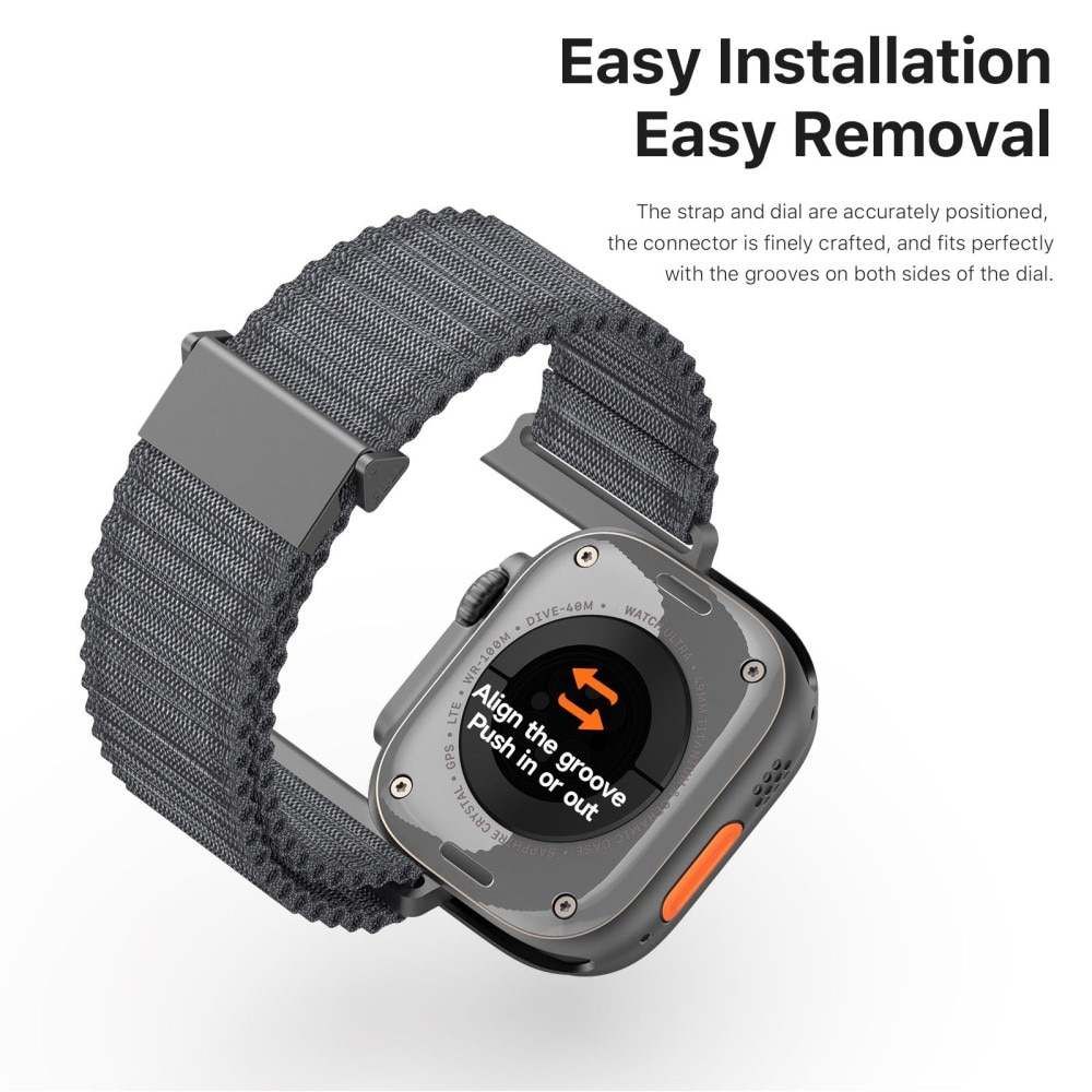Correa de Active Nylon Apple Watch Series 9 45mm Negro