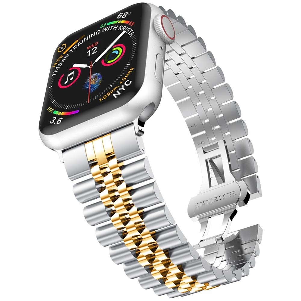 Correa de acero inoxidable Apple Watch 41mm Series 8 plata/oro